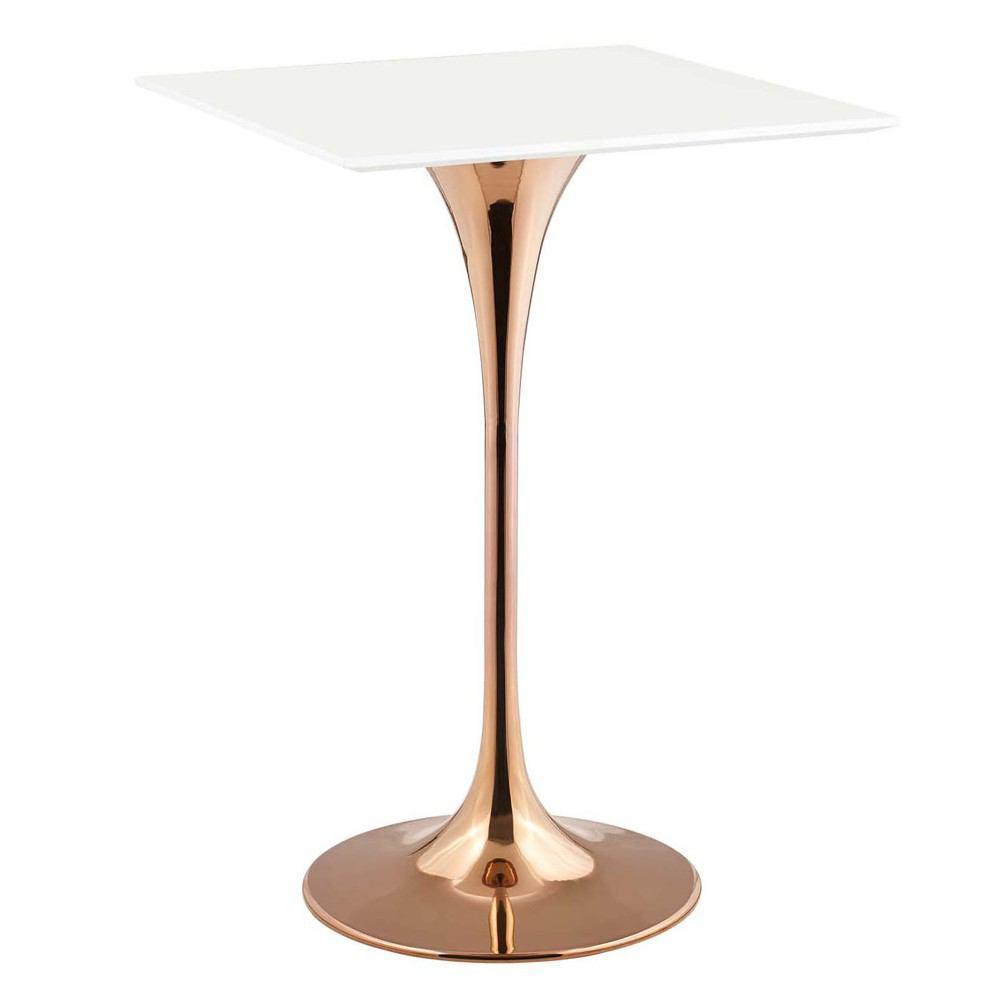 Modway Lippa 28" Square Bar Table In Rose White