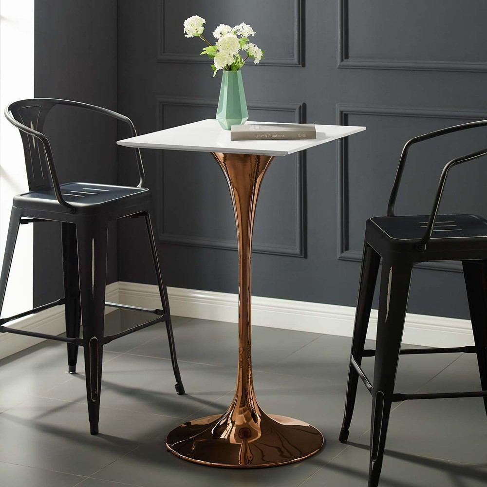 Modway Lippa 28" Square Bar Table In Rose White