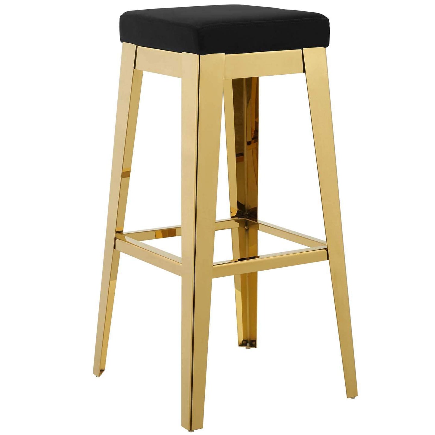 Modway Arrive Gold Stainless Steel Upholstered Velvet Bar Stool