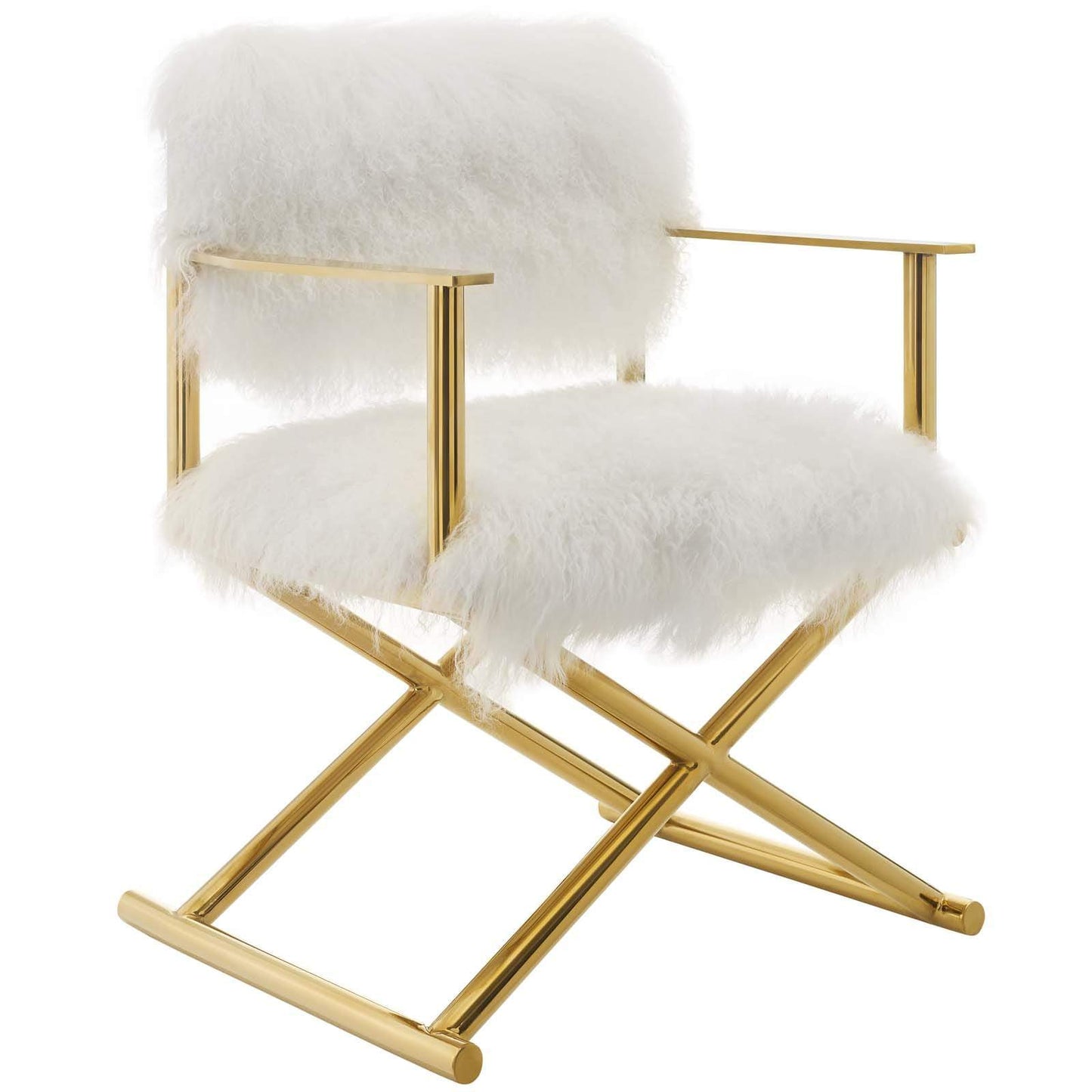 Modway Action Pure White Cashmere Accent Director's Chair Gold White