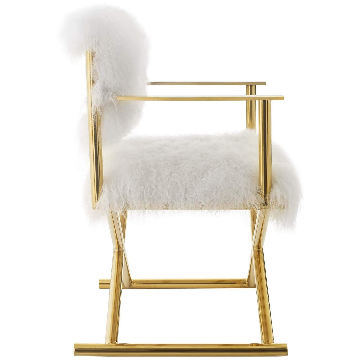 Modway Action Pure White Cashmere Accent Director's Chair Gold White