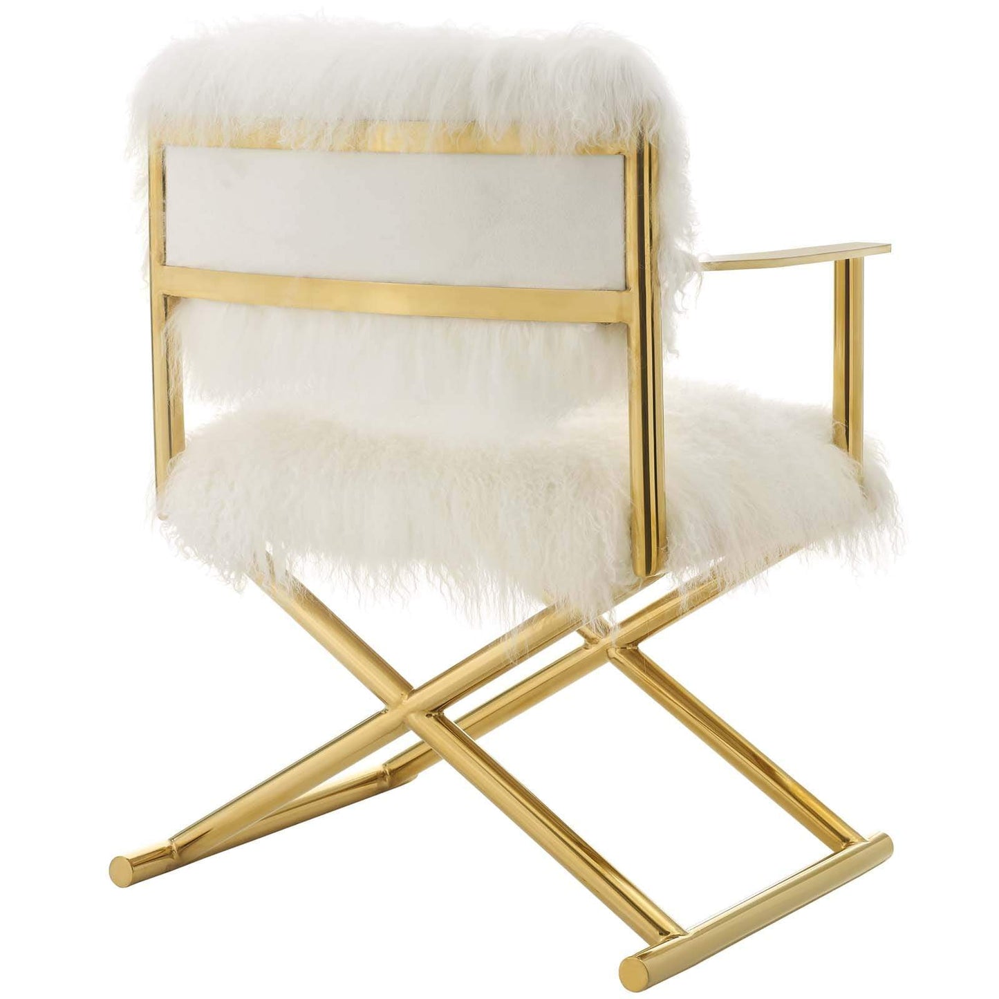 Modway Action Pure White Cashmere Accent Director's Chair Gold White
