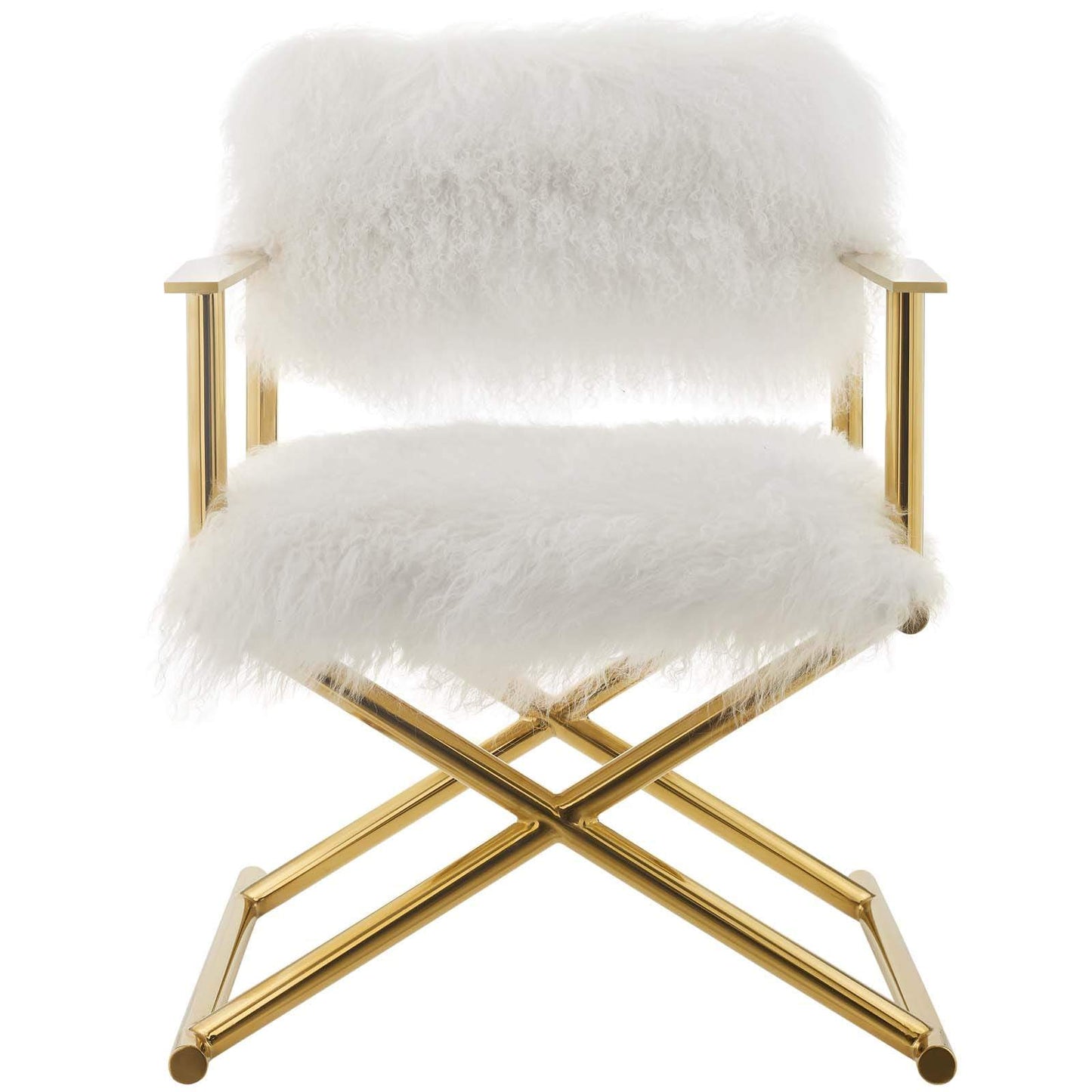 Modway Action Pure White Cashmere Accent Director's Chair Gold White