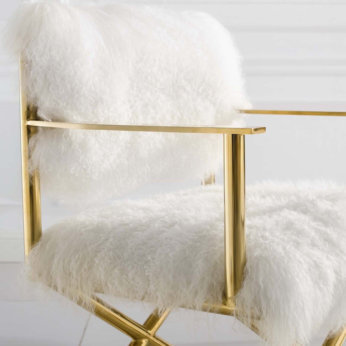 Modway Action Pure White Cashmere Accent Director's Chair Gold White
