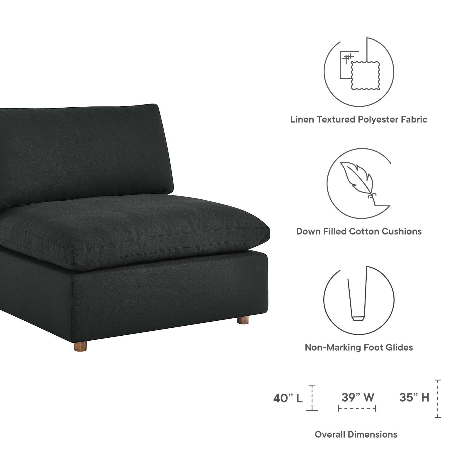 Modway Commix Down Filled Overstuffed Armless Chair | Sofas | 