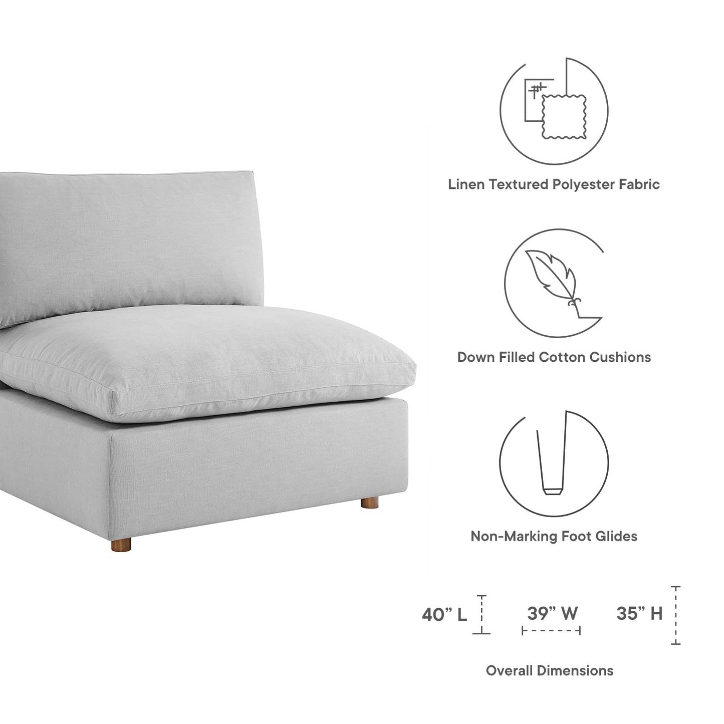 Modway Commix Down Filled Overstuffed Armless Chair | Sofas | 