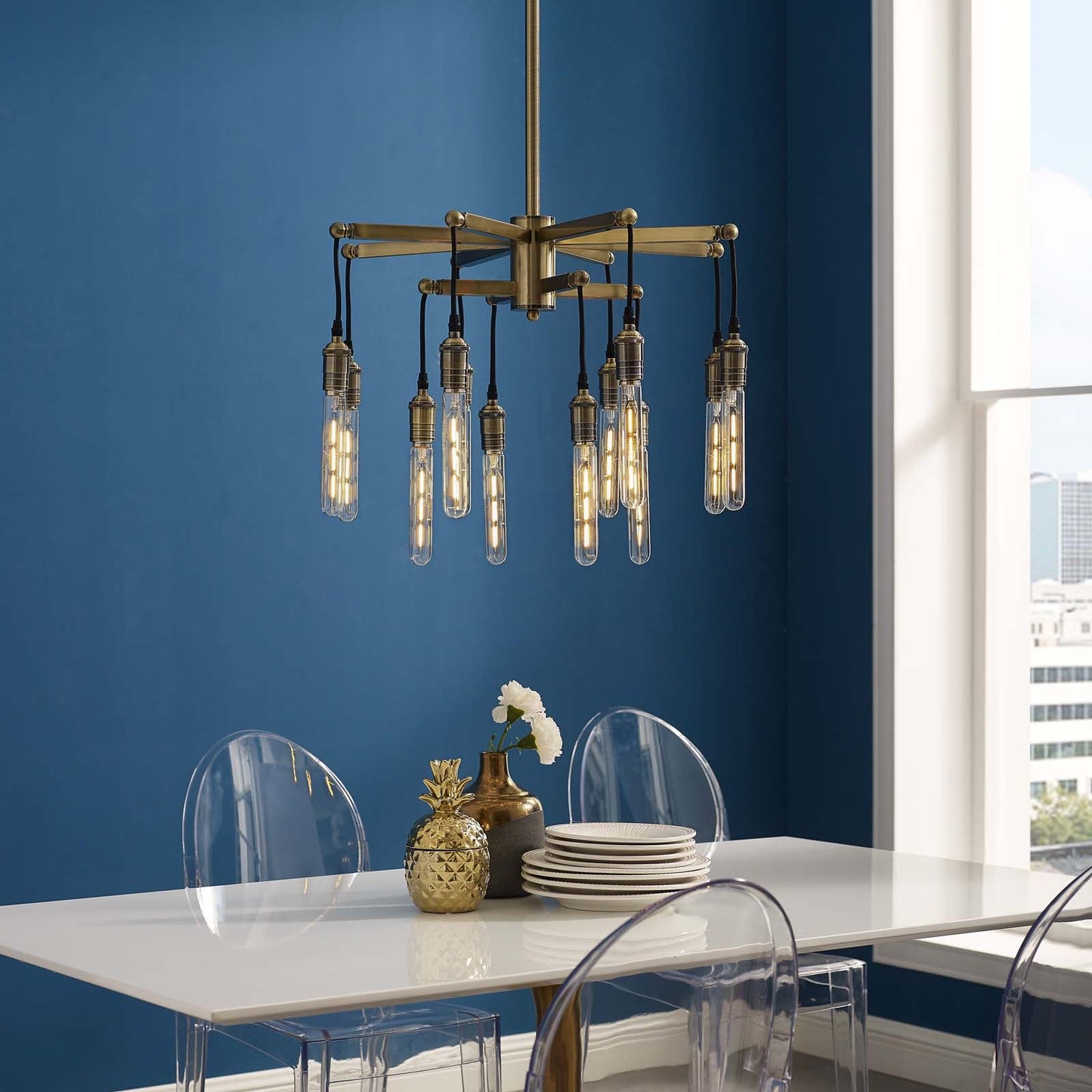 Modway Resolve Antique Brass Ceiling Light Pendant Chandelier | Chandeliers | Modishstore