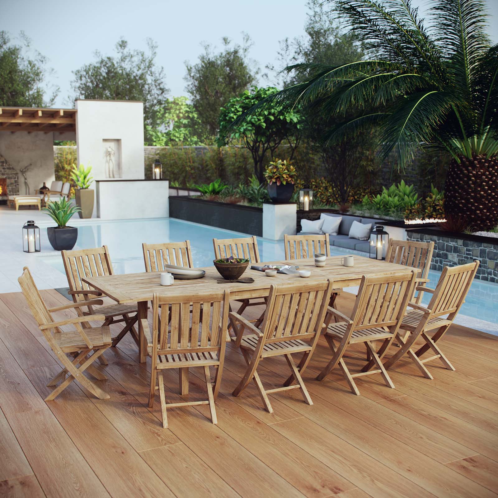 Modway Marina 11 Piece Outdoor Patio Teak Outdoor Dining Set-EEI-3285 | Outdoor Dining Set | Modishstore-9