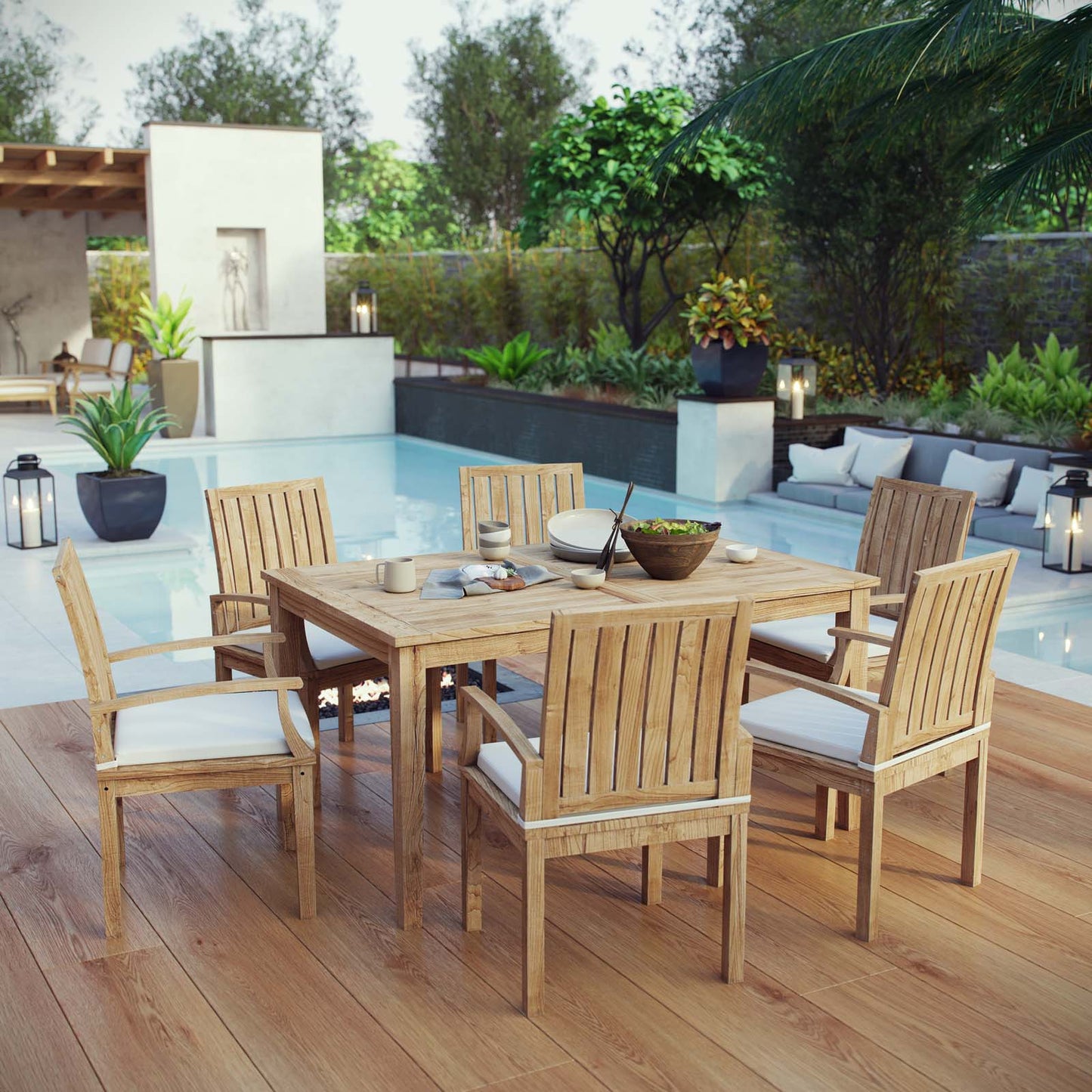 Modway Marina 7 Piece Outdoor Patio Teak Outdoor Dining Set-EEI-3292 | Outdoor Dining Set | Modishstore-7