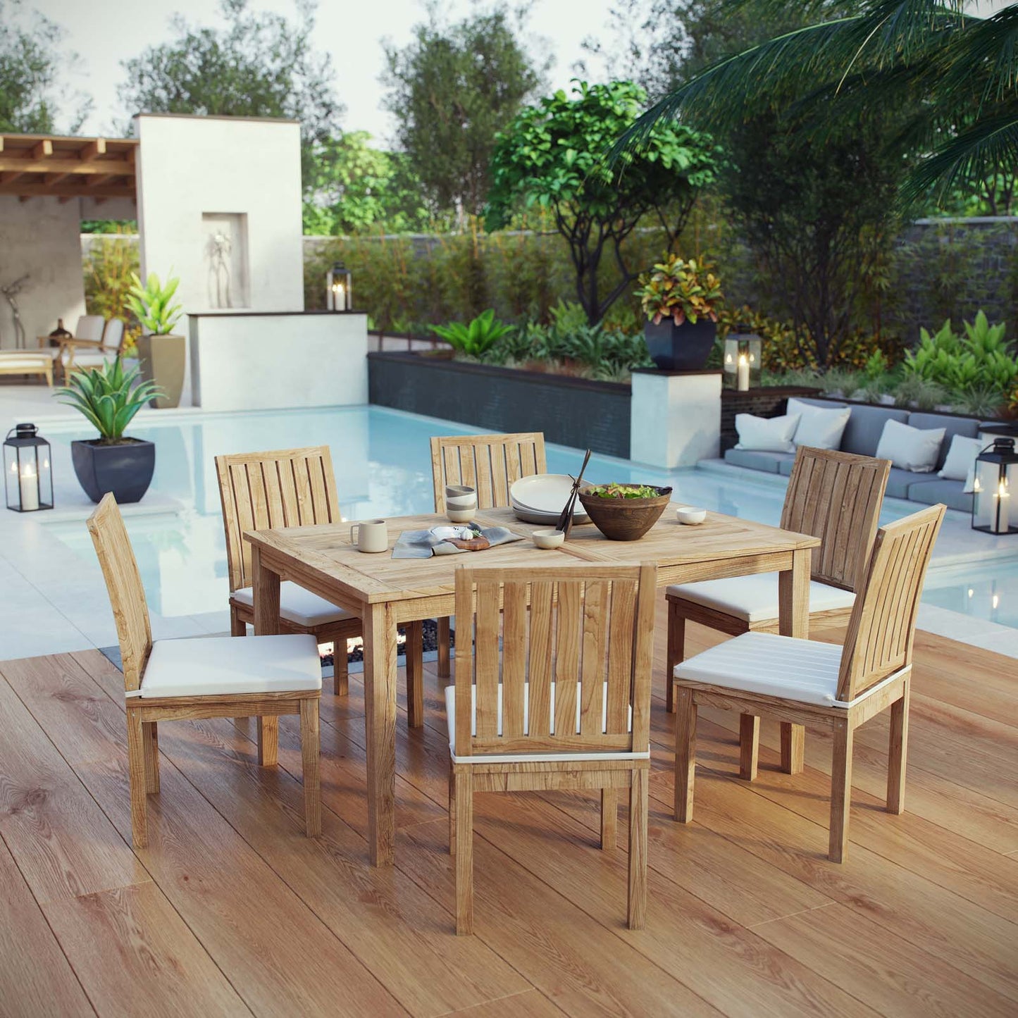 Modway Marina 7 Piece Outdoor Patio Teak Outdoor Dining Set-EEI-3293 | Outdoor Dining Set | Modishstore-7