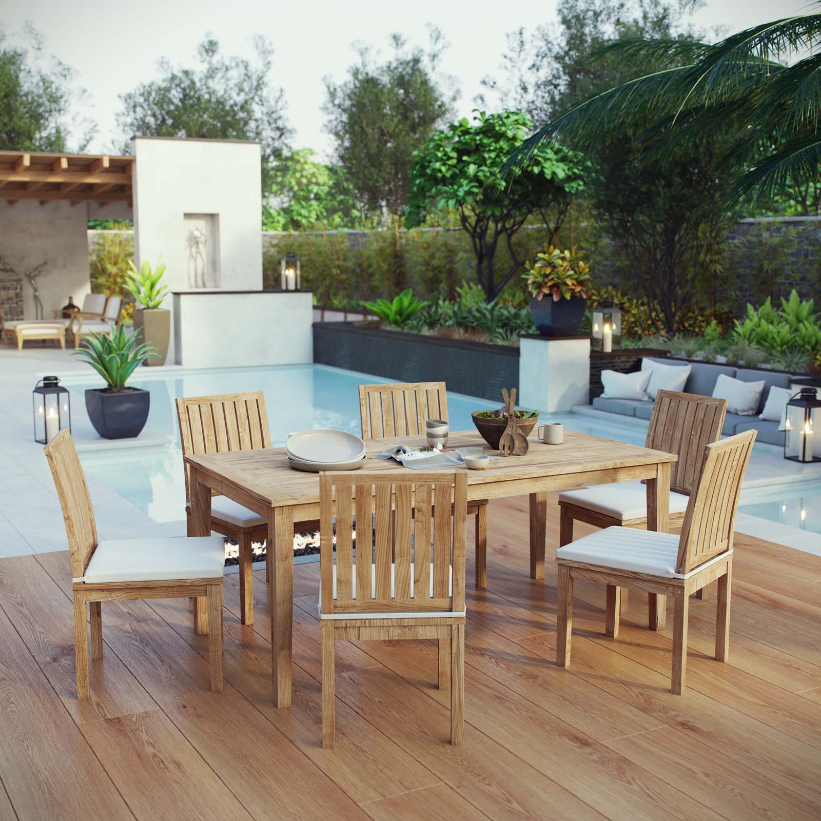 Modway Marina 7 Piece Outdoor Patio Teak Outdoor Dining Set-EEI-3294 | Outdoor Dining Set | Modishstore-7