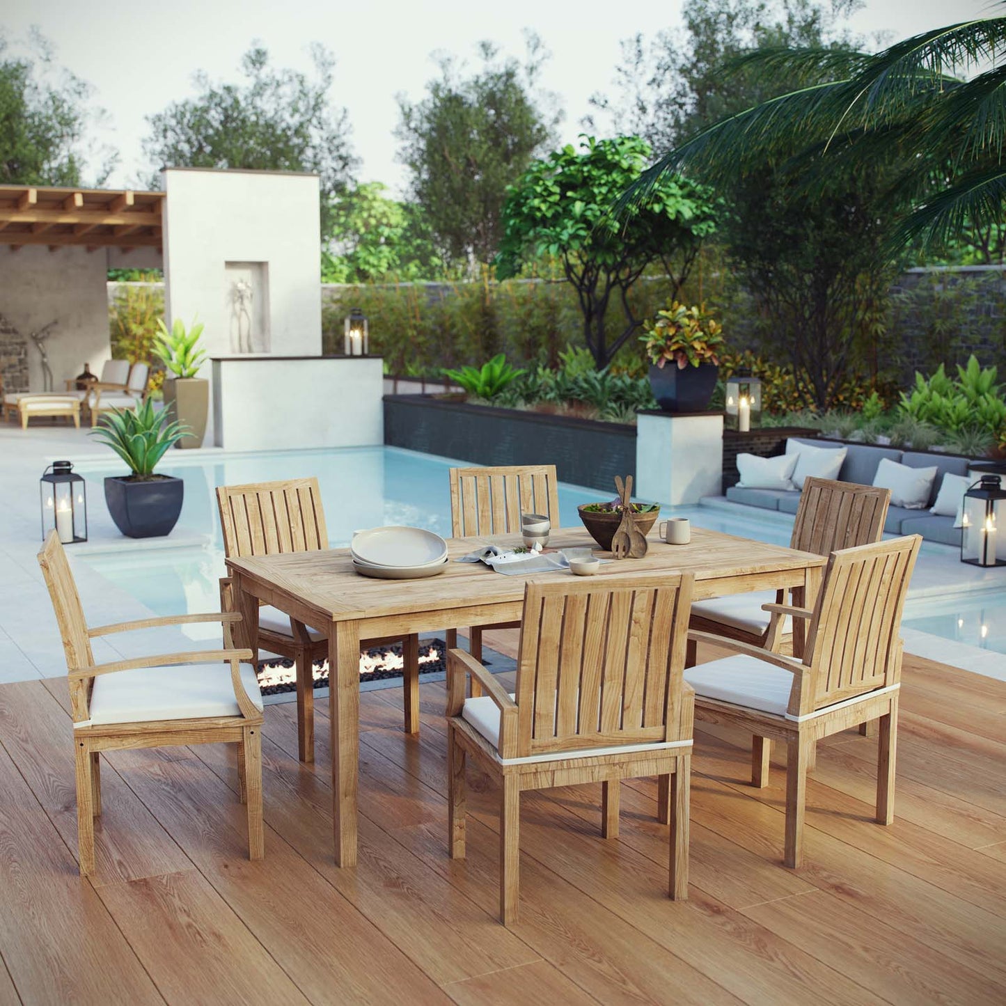 Modway Marina 7 Piece Outdoor Patio Teak Outdoor Dining Set-EEI-3295 | Outdoor Dining Set | Modishstore-7