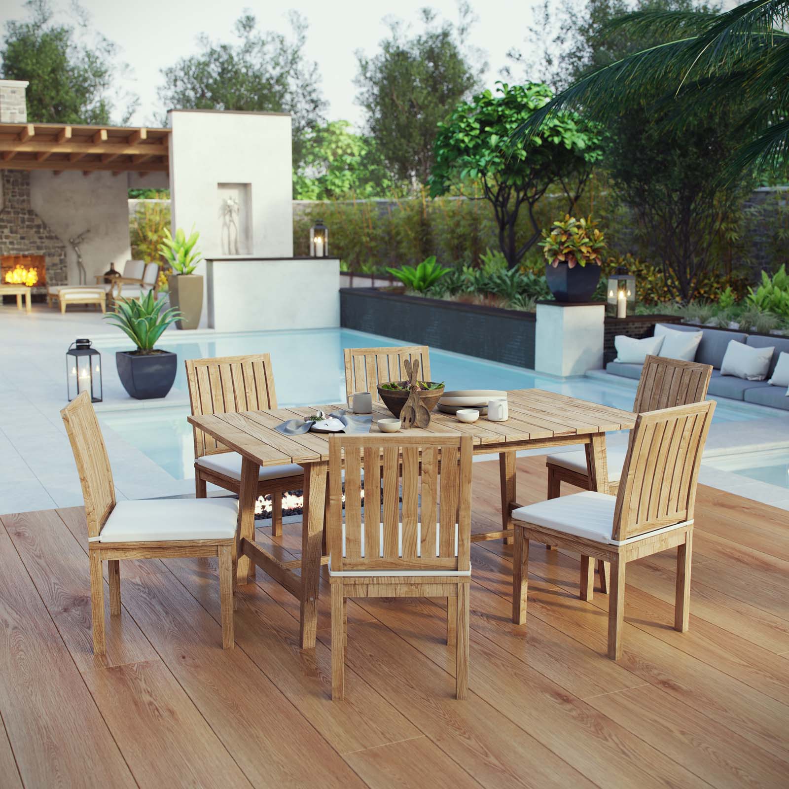 Modway Marina 7 Piece Outdoor Patio Teak Outdoor Dining Set-EEI-3296 | Outdoor Dining Set | Modishstore-7