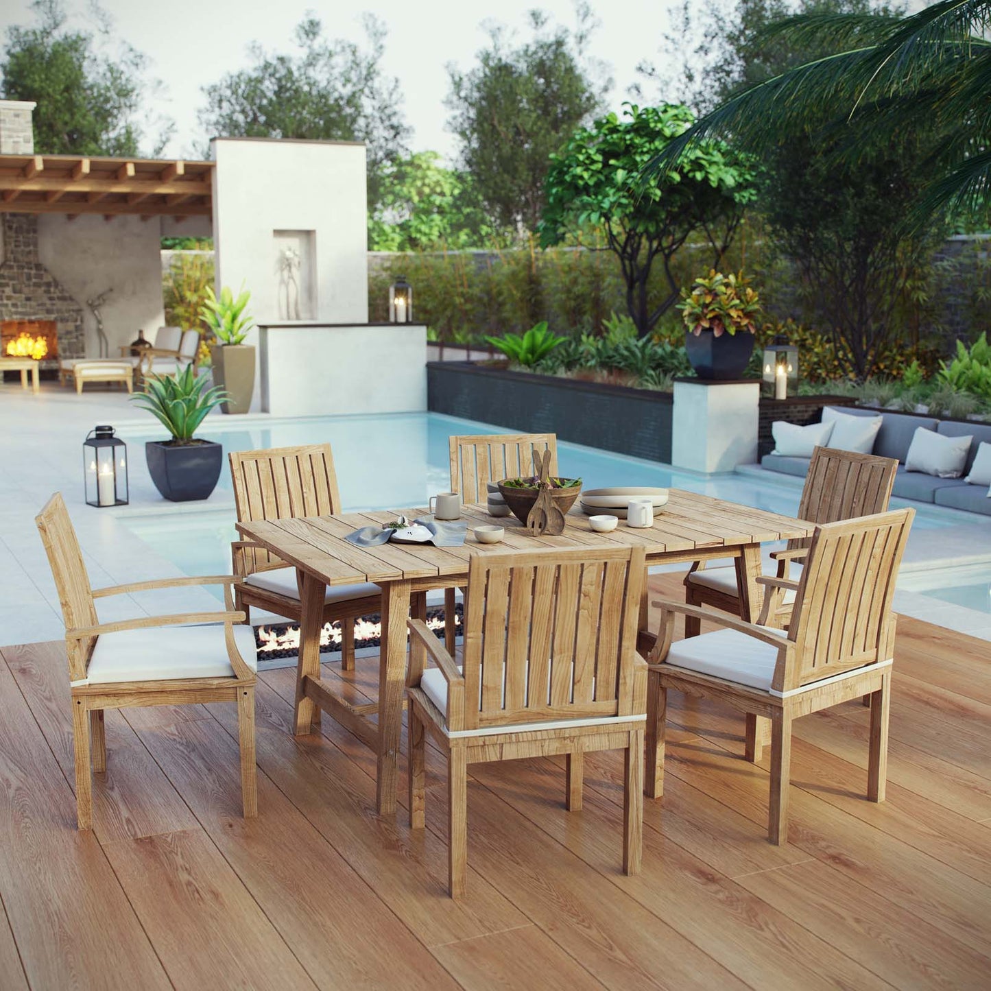 Modway Marina 7 Piece Outdoor Patio Teak Outdoor Dining Set-EEI-3297 | Outdoor Dining Set | Modishstore-7