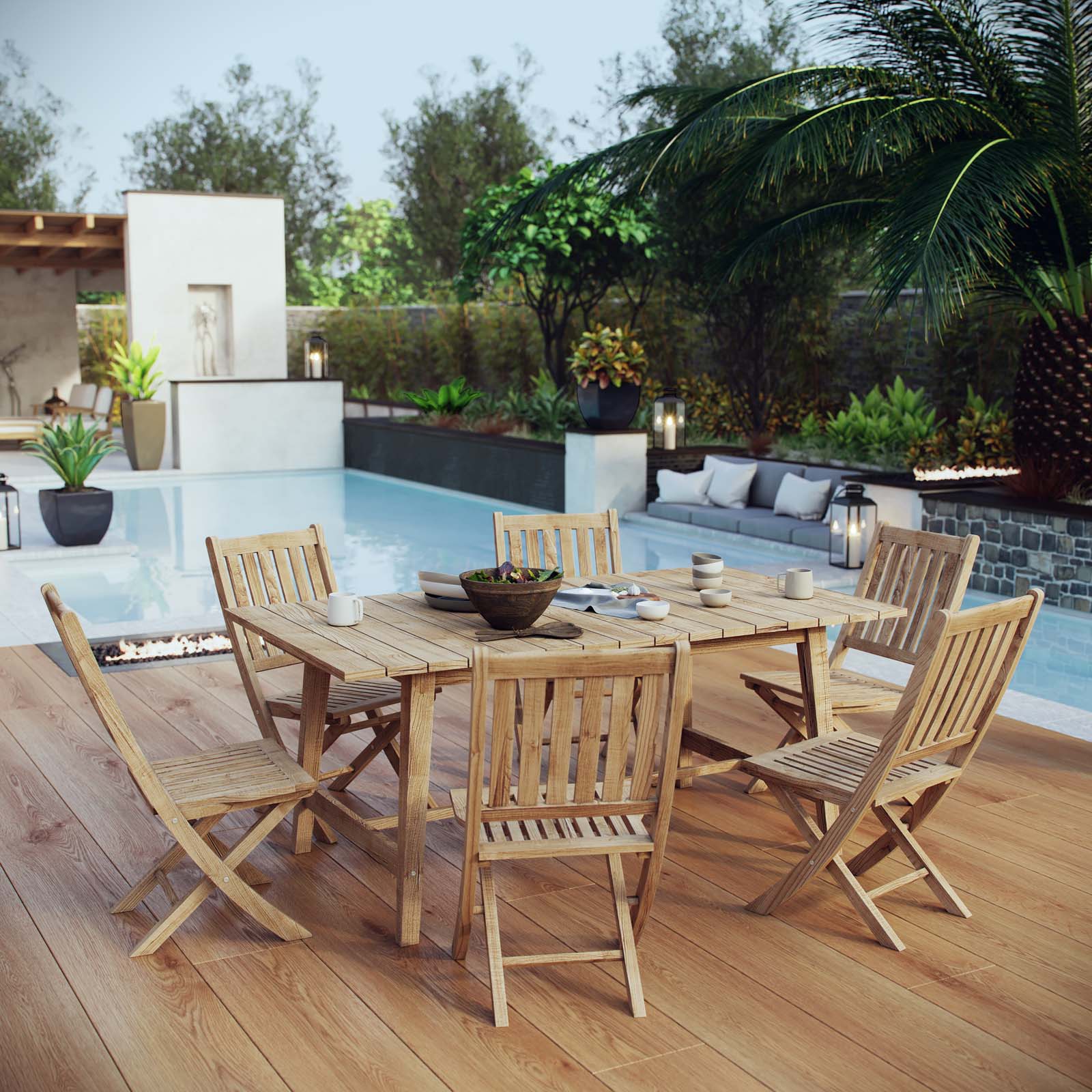 Modway Marina 7 Piece Outdoor Patio Teak Outdoor Dining Set-EEI-3298 | Outdoor Dining Set | Modishstore-8