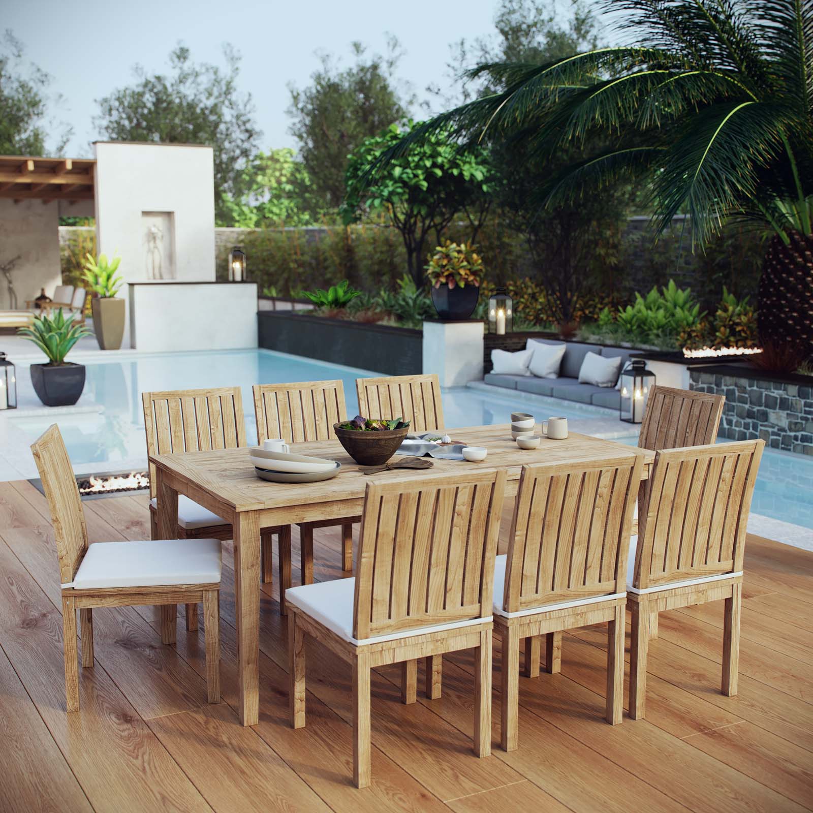 Modway Marina 9 Piece Outdoor Patio Teak Outdoor Dining Set-EEI-3315 | Outdoor Dining Set | Modishstore-7