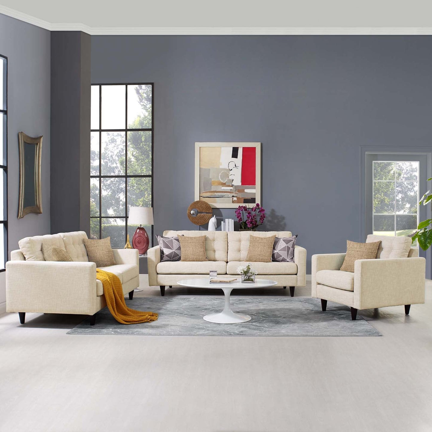 Modway Empress Sofa, Loveseat and Armchair Set of 3 | Sofas | 