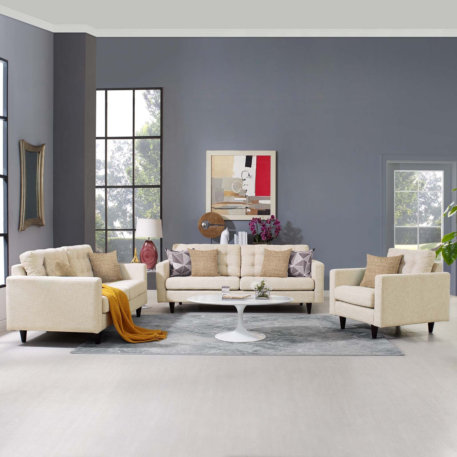 Modway Empress Sofa, Loveseat and Armchair Set of 3 | Sofas | 