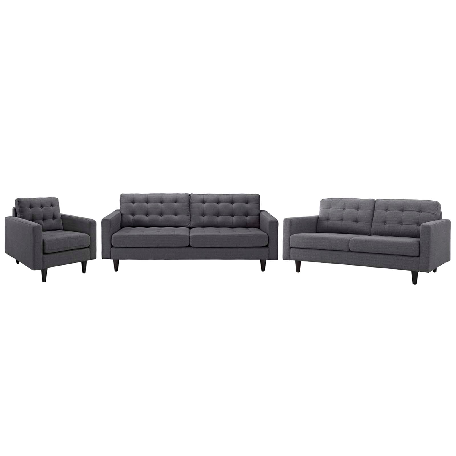 Modway Empress Sofa, Loveseat and Armchair Set of 3 | Sofas | 