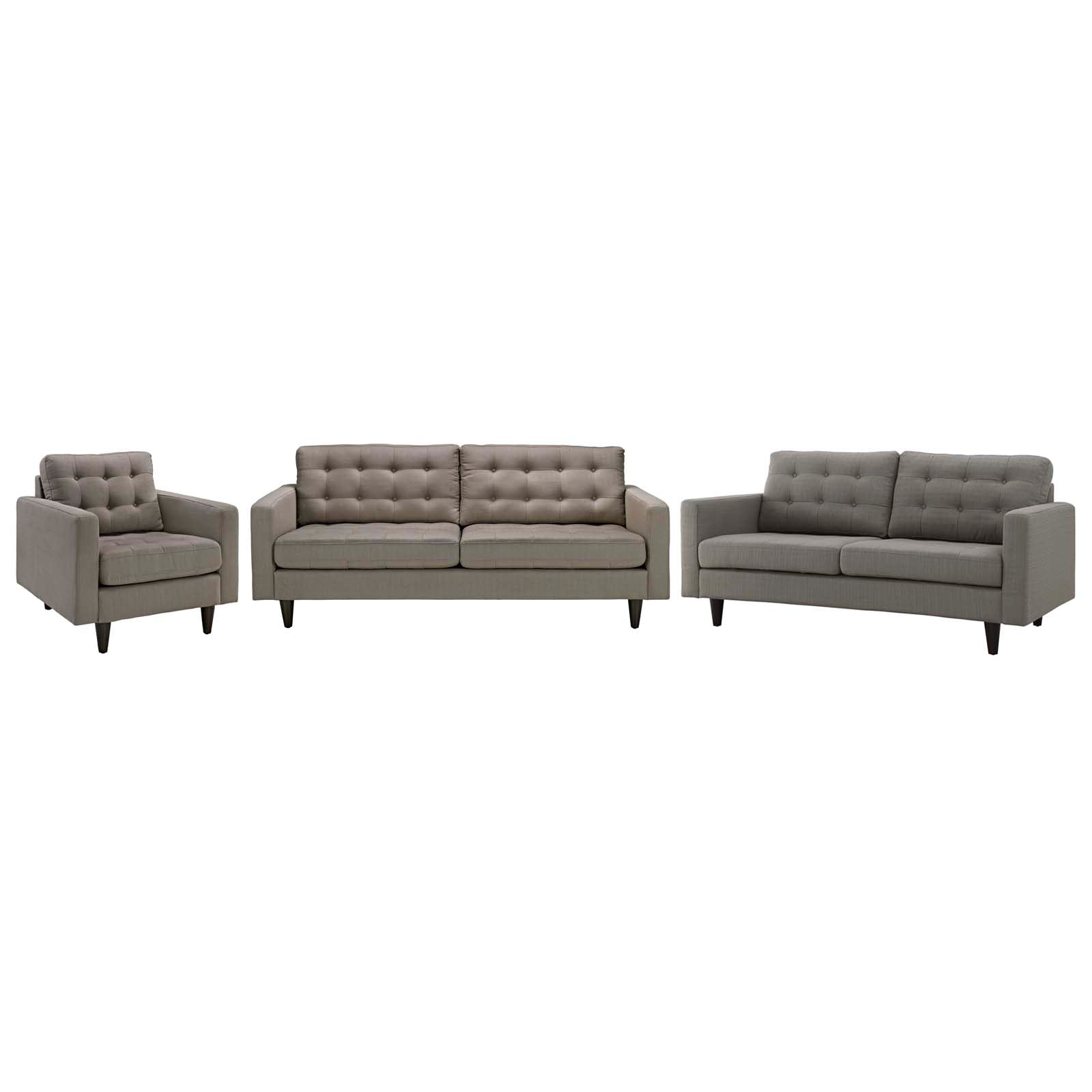 Modway Empress Sofa, Loveseat and Armchair Set of 3 | Sofas | 