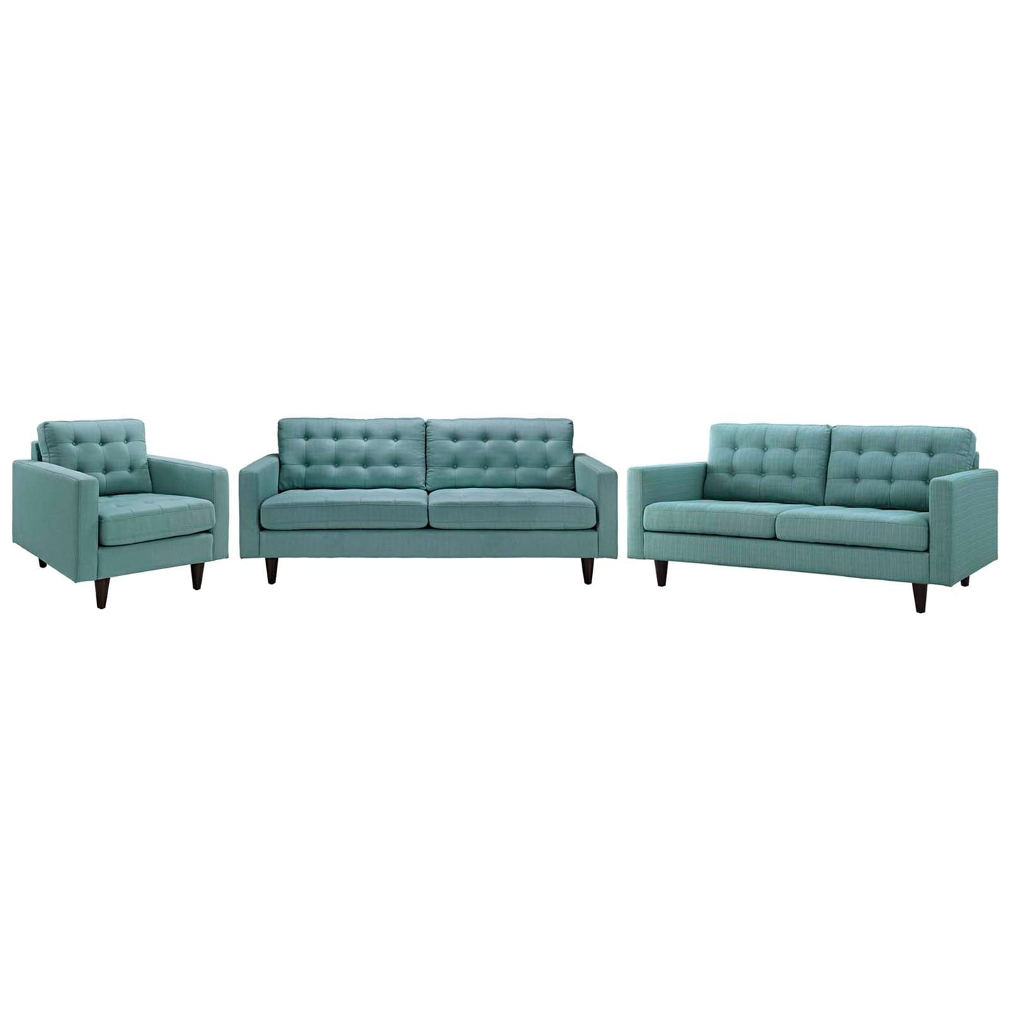 Modway Empress Sofa, Loveseat and Armchair Set of 3 | Sofas | 