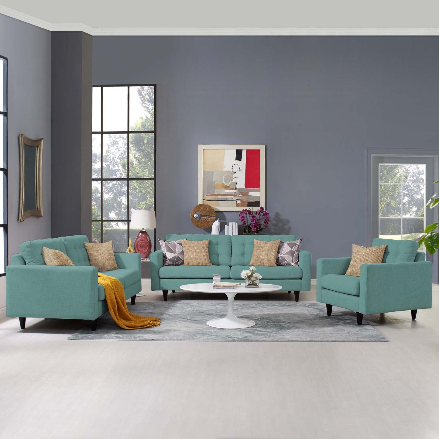 Modway Empress Sofa, Loveseat and Armchair Set of 3 | Sofas | 