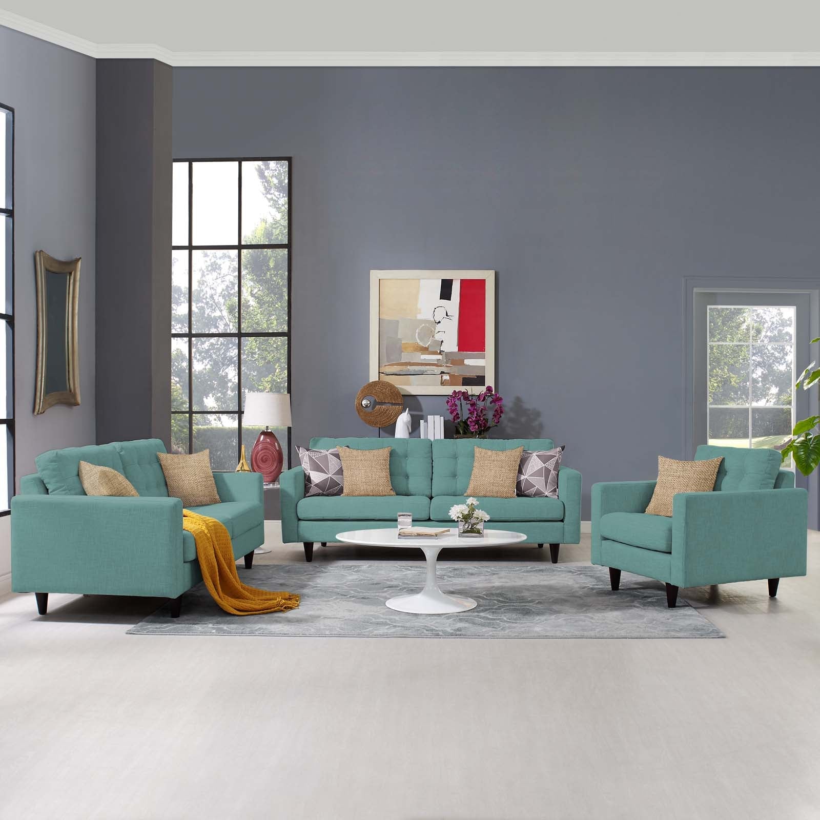 Modway Empress Sofa, Loveseat and Armchair Set of 3 | Sofas | 