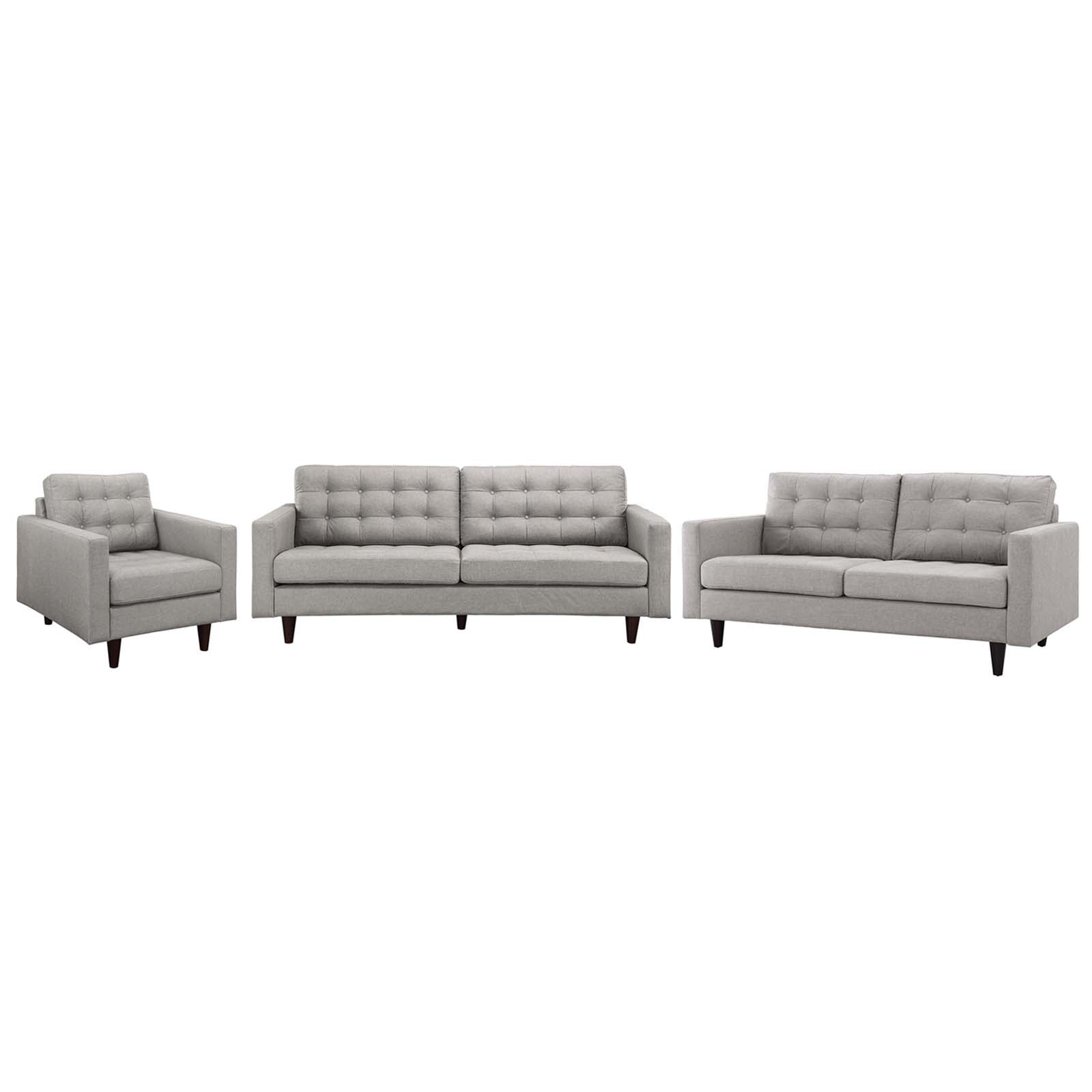Modway Empress Sofa, Loveseat and Armchair Set of 3 | Sofas | 