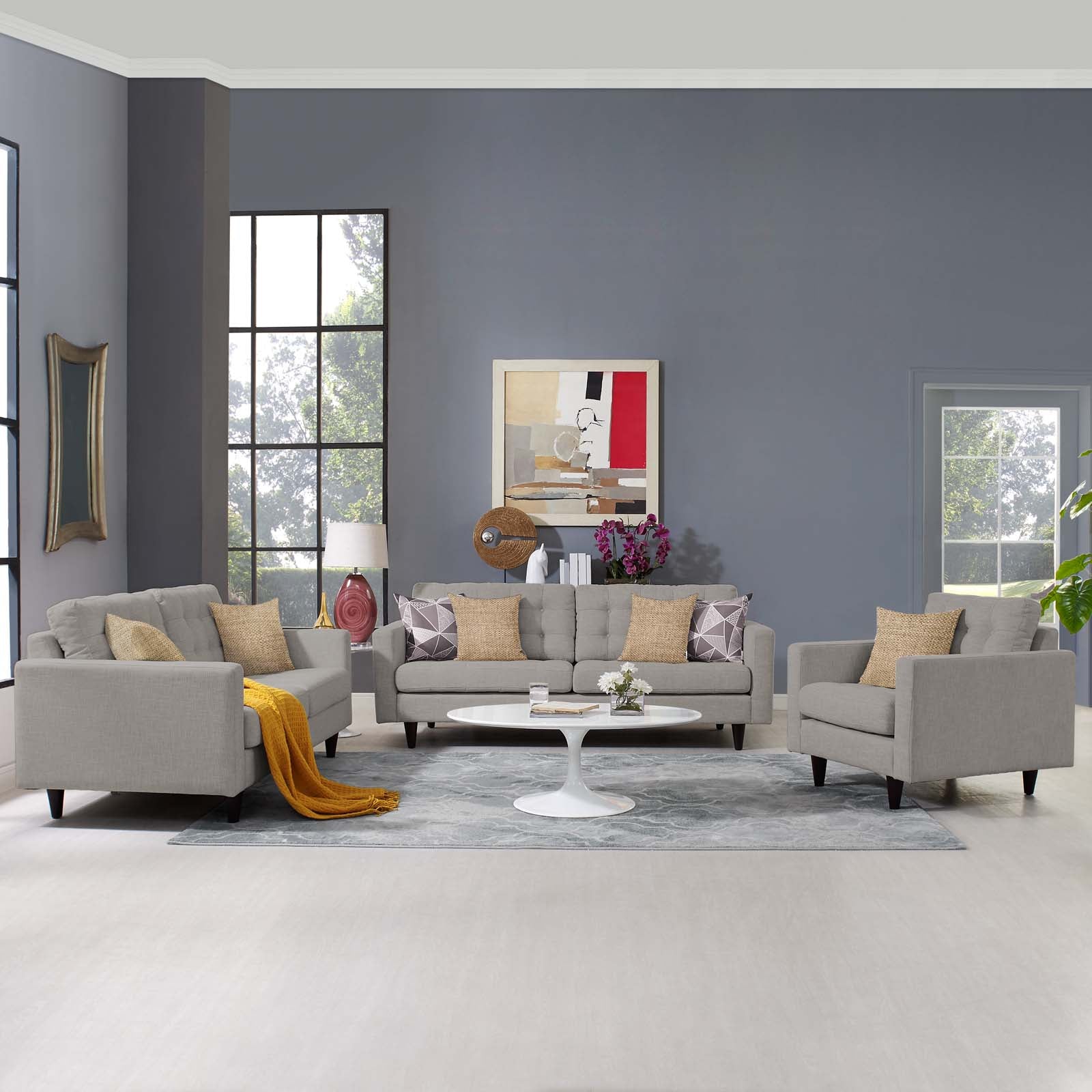 Modway Empress Sofa, Loveseat and Armchair Set of 3 | Sofas | 