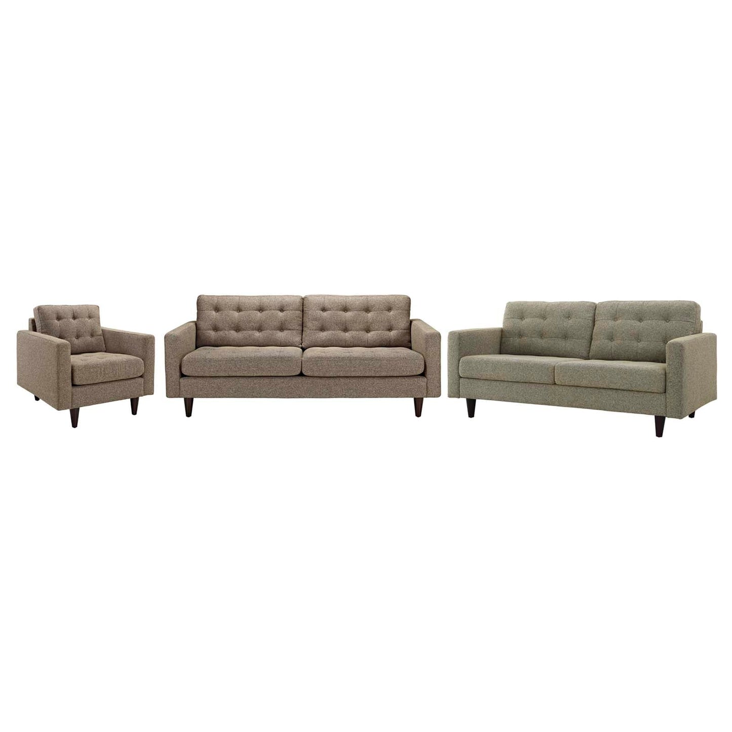 Modway Empress Sofa, Loveseat and Armchair Set of 3 | Sofas | 