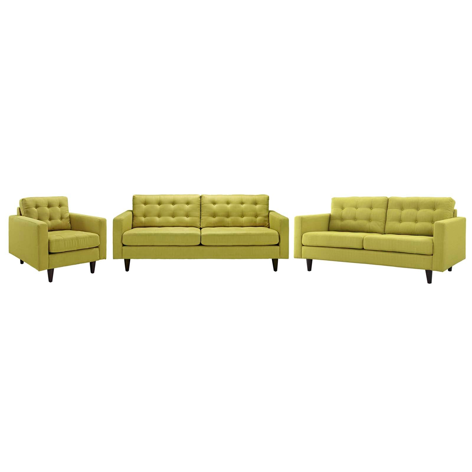 Modway Empress Sofa, Loveseat and Armchair Set of 3 | Sofas | 