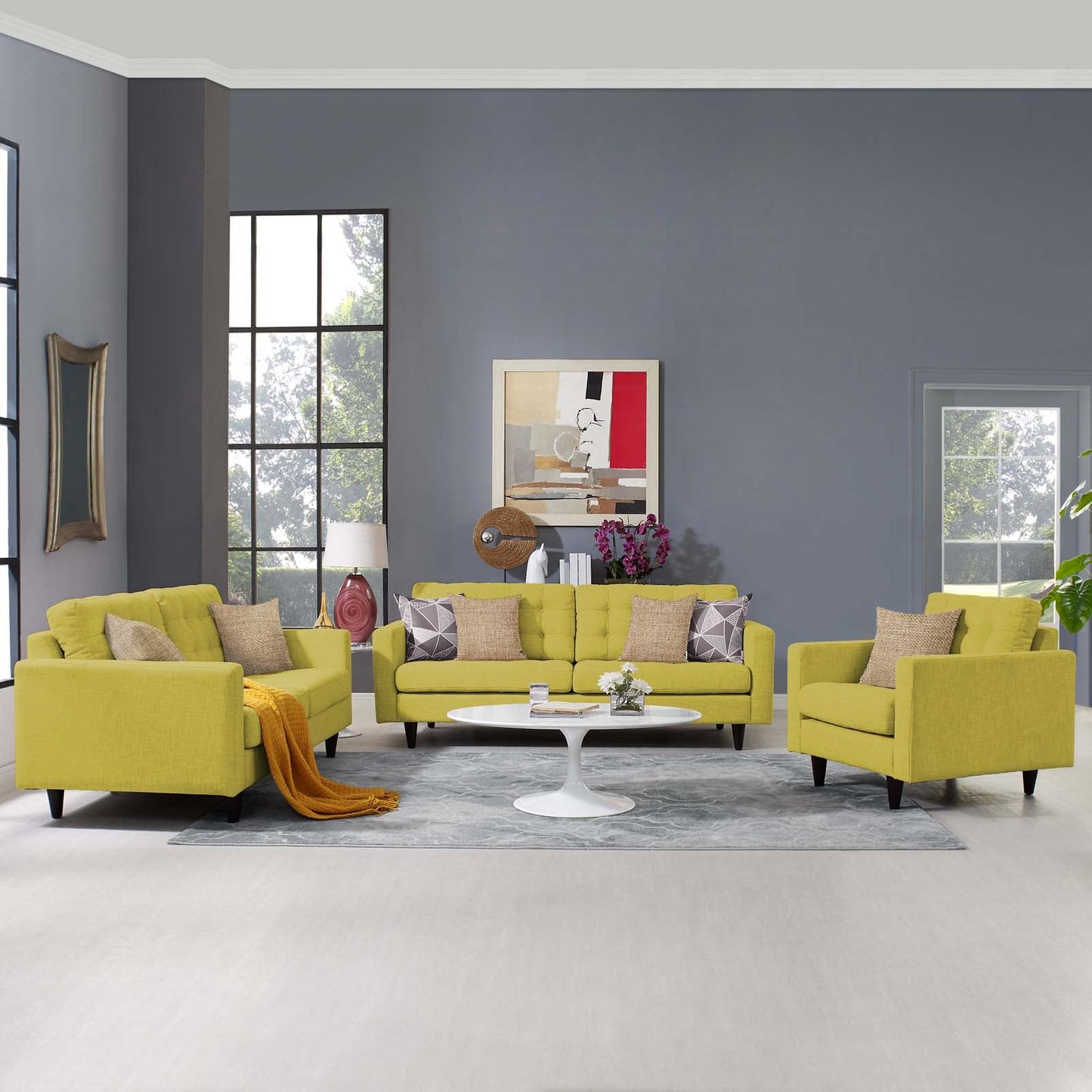 Modway Empress Sofa, Loveseat and Armchair Set of 3 | Sofas | 