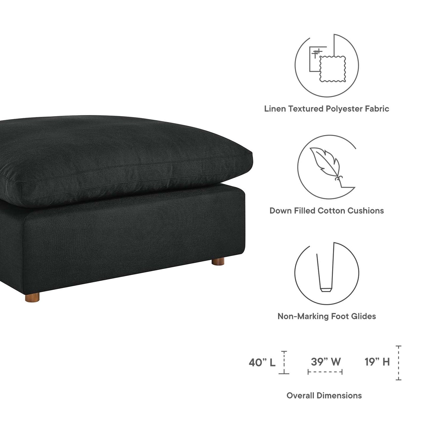 Modway Commix Down Filled Overstuffed Ottoman | Ottomans | 