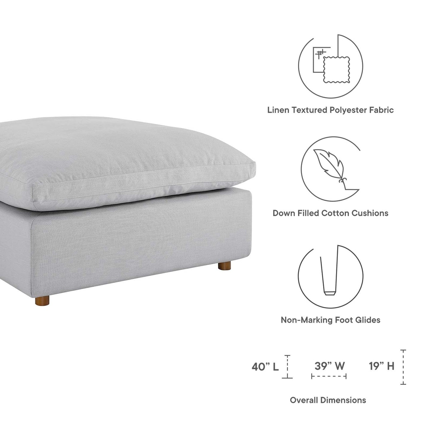 Modway Commix Down Filled Overstuffed Ottoman | Ottomans | 