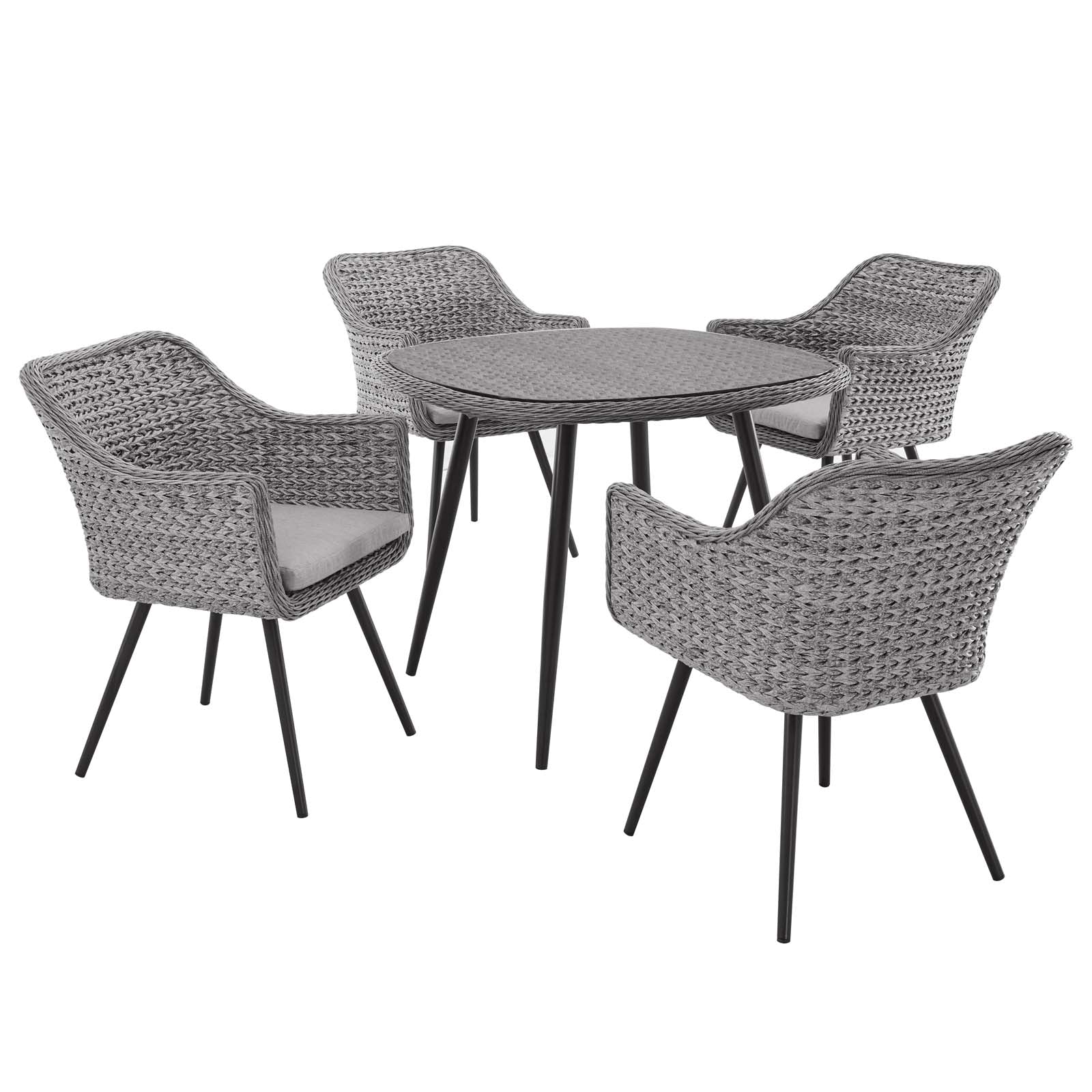 Modway Endeavor 5 Piece Outdoor Patio Wicker Rattan Dining Set | Outdoor Dining Set | 