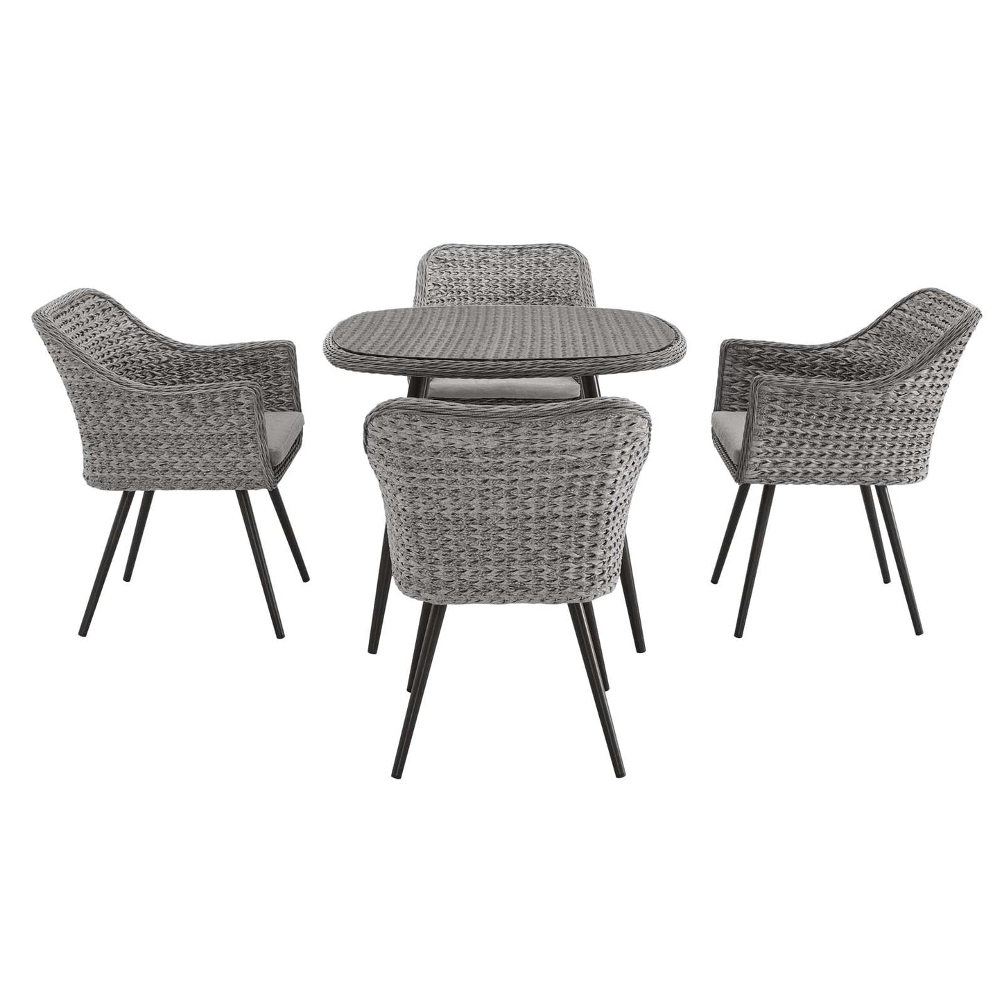Modway Endeavor 5 Piece Outdoor Patio Wicker Rattan Dining Set | Outdoor Dining Set | 