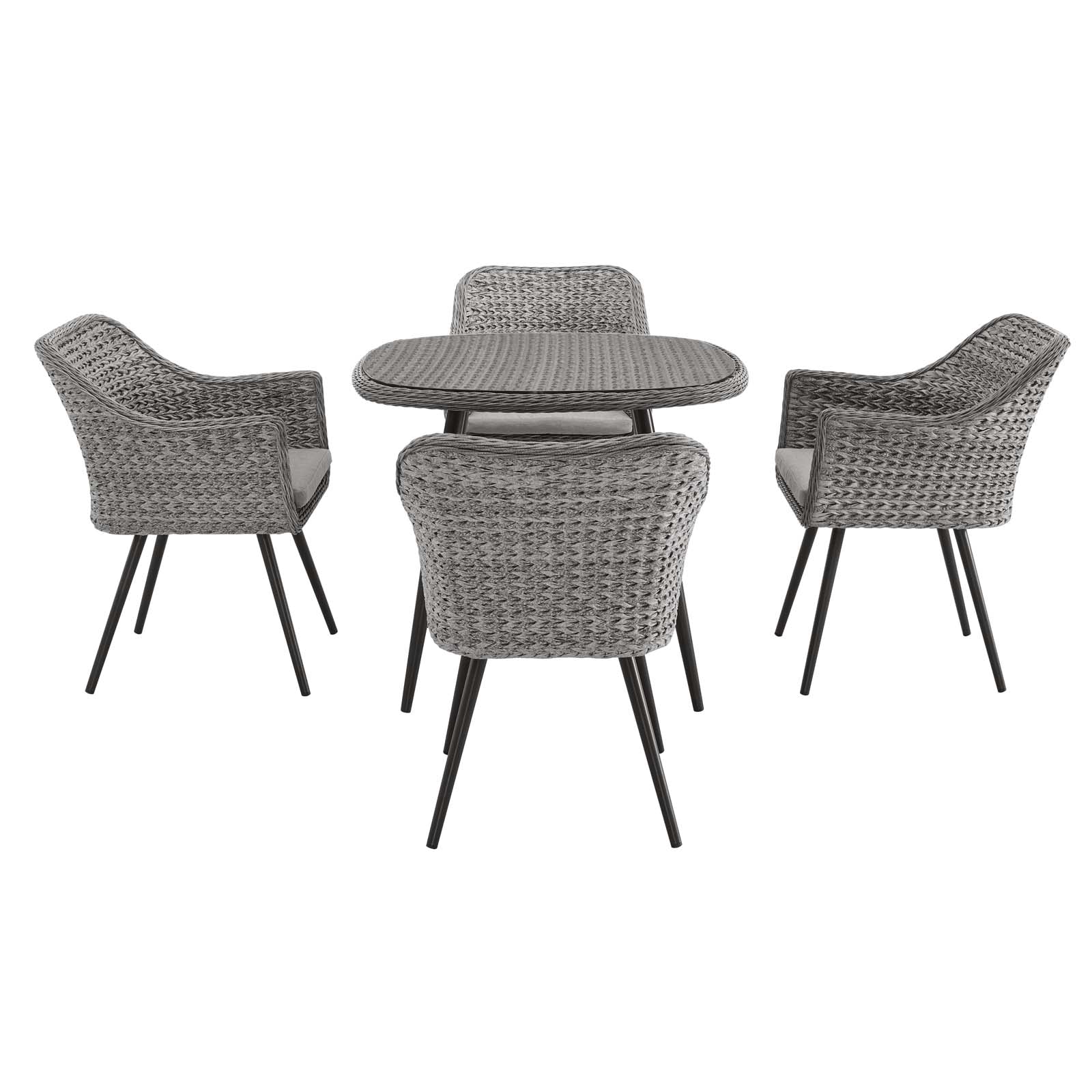 Modway Endeavor 5 Piece Outdoor Patio Wicker Rattan Dining Set | Outdoor Dining Set | 
