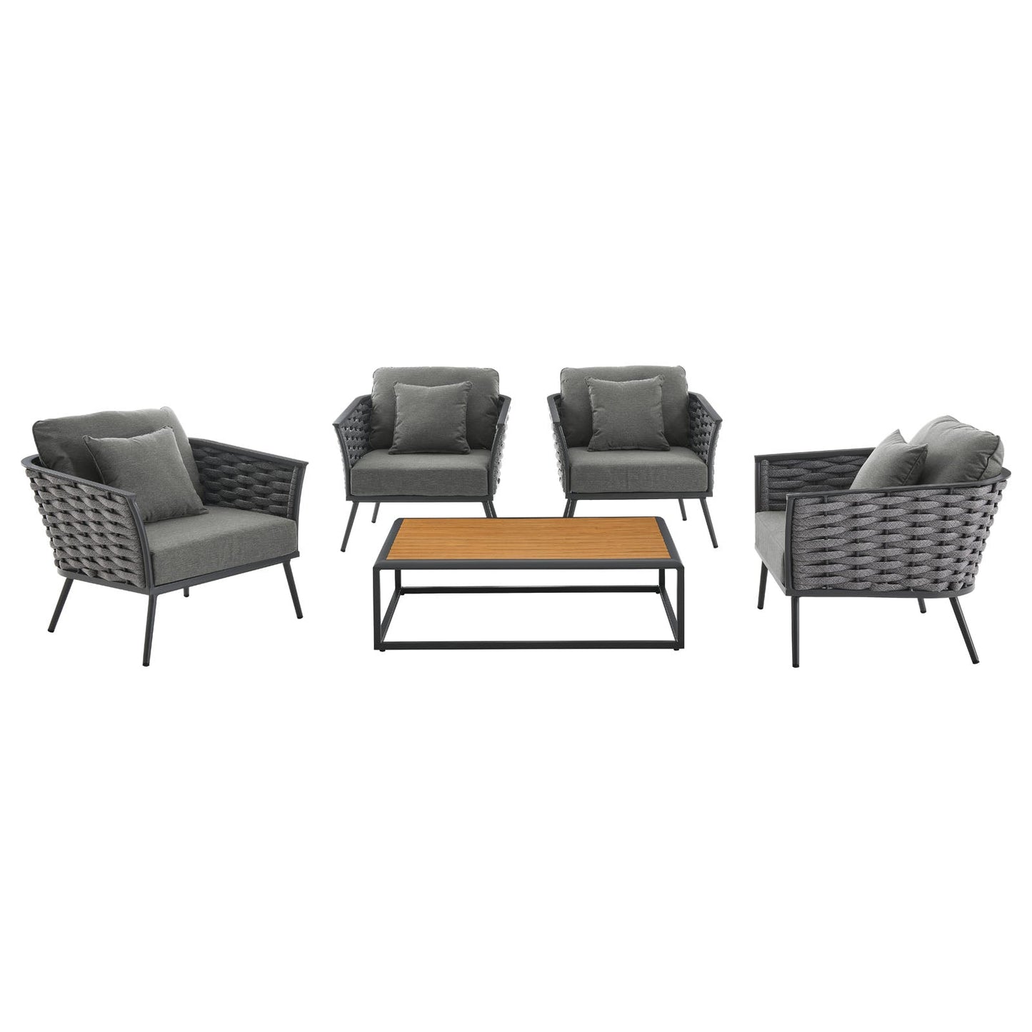 Modway Stance 5 Piece Outdoor Patio Aluminum Sectional Sofa Set | Outdoor Sofas, Loveseats & Sectionals | Modishstore-16