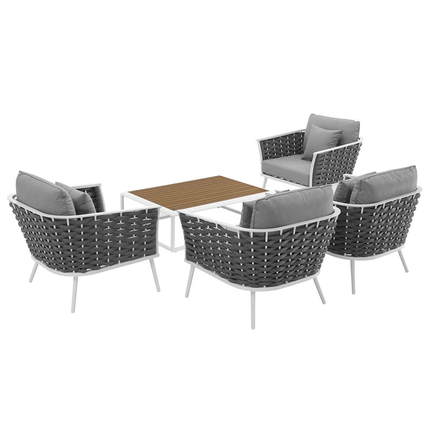 Modway Stance 5 Piece Outdoor Patio Aluminum Sectional Sofa Set | Outdoor Sofas, Loveseats & Sectionals | Modishstore-3
