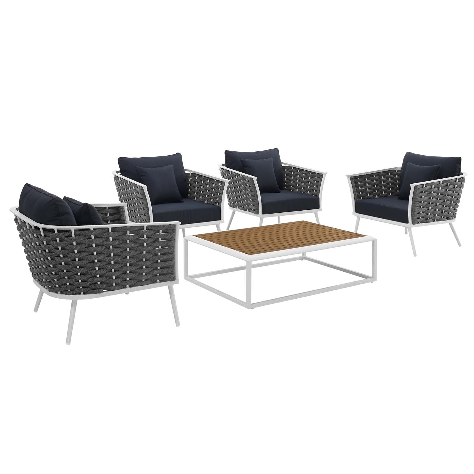 Modway Stance 5 Piece Outdoor Patio Aluminum Sectional Sofa Set | Outdoor Sofas, Loveseats & Sectionals | Modishstore-10
