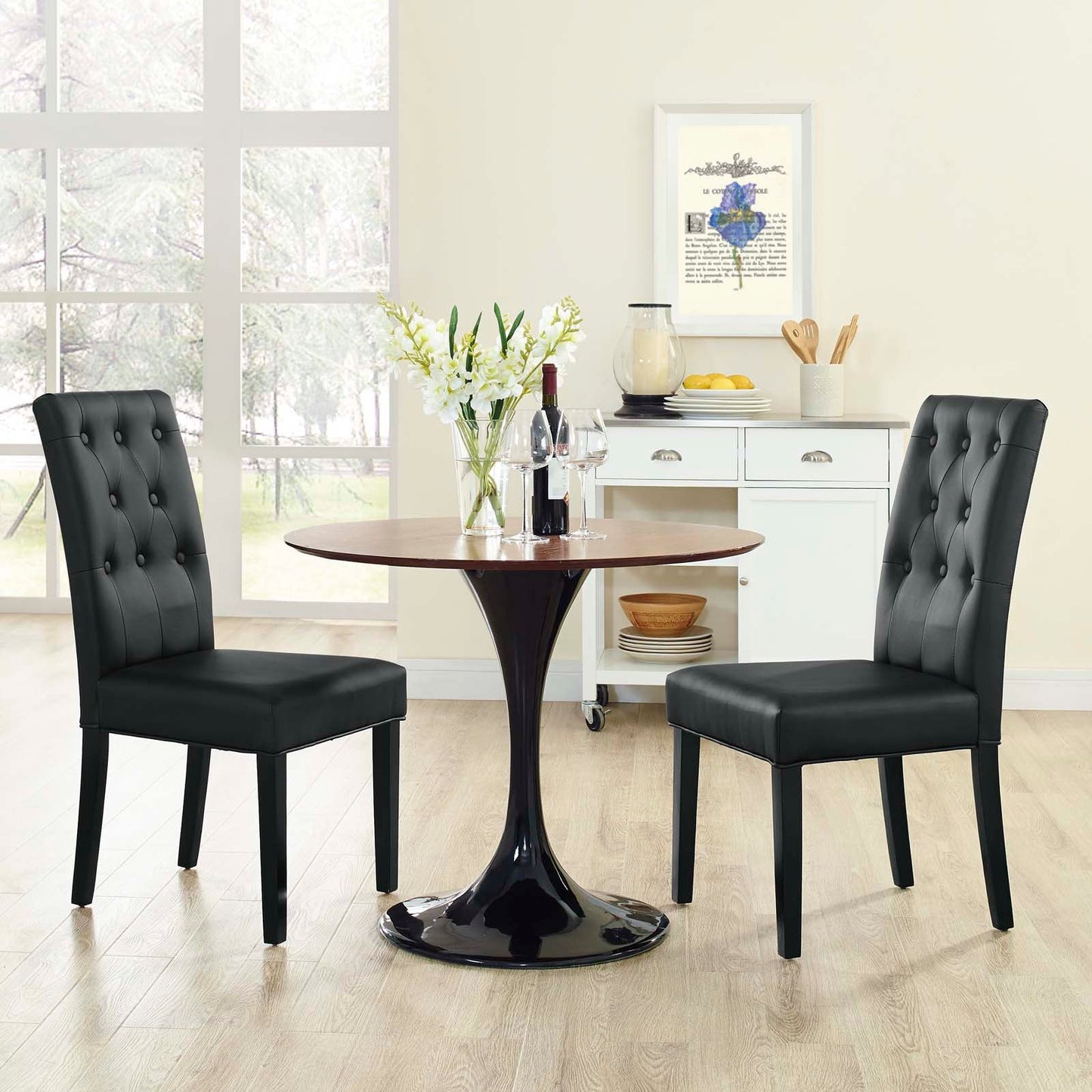 Modway Confer Dining Side Chair Vinyl Set of 2 | Dining Chairs