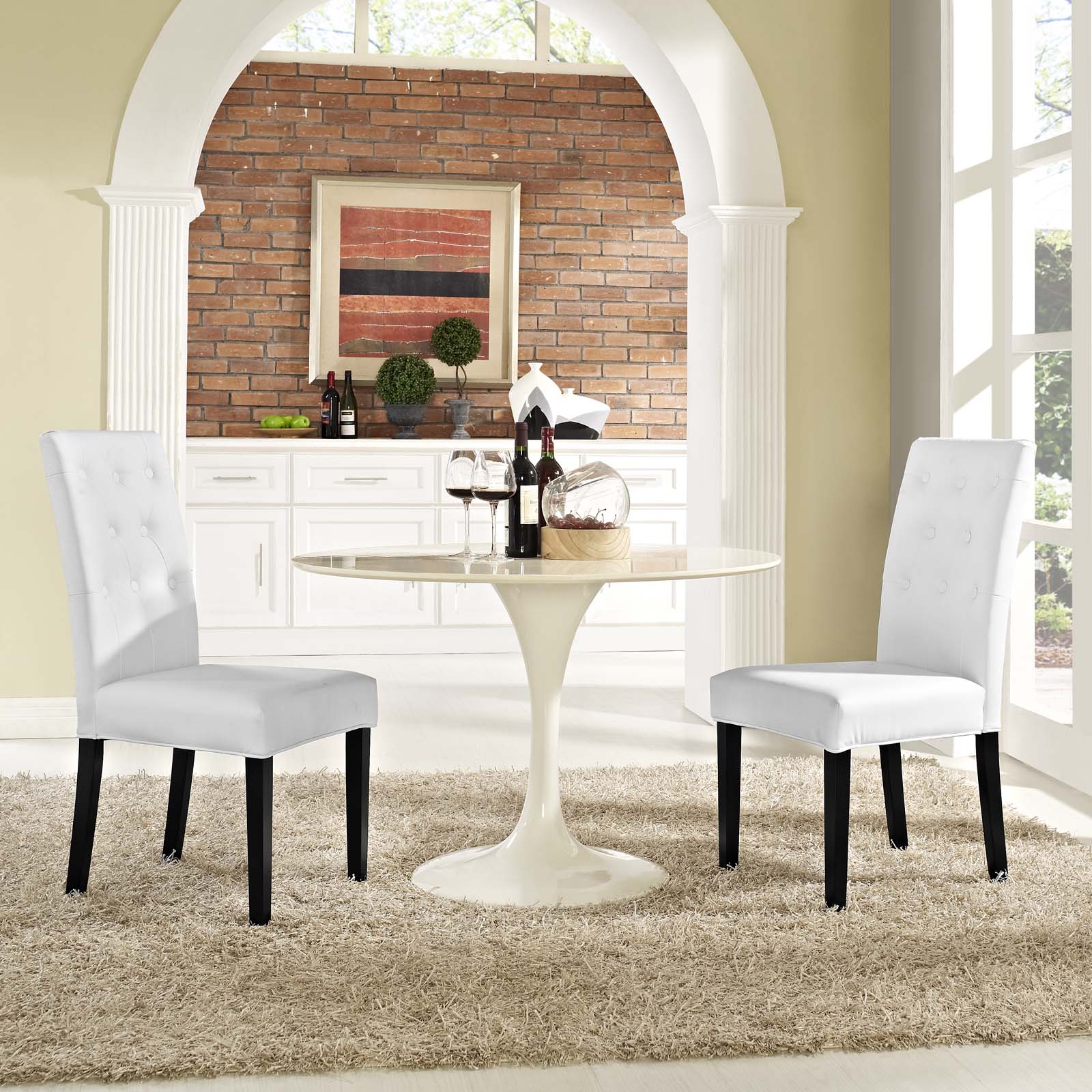 Modway Confer Dining Side Chair Vinyl Set of 2 | Dining Chairs | 