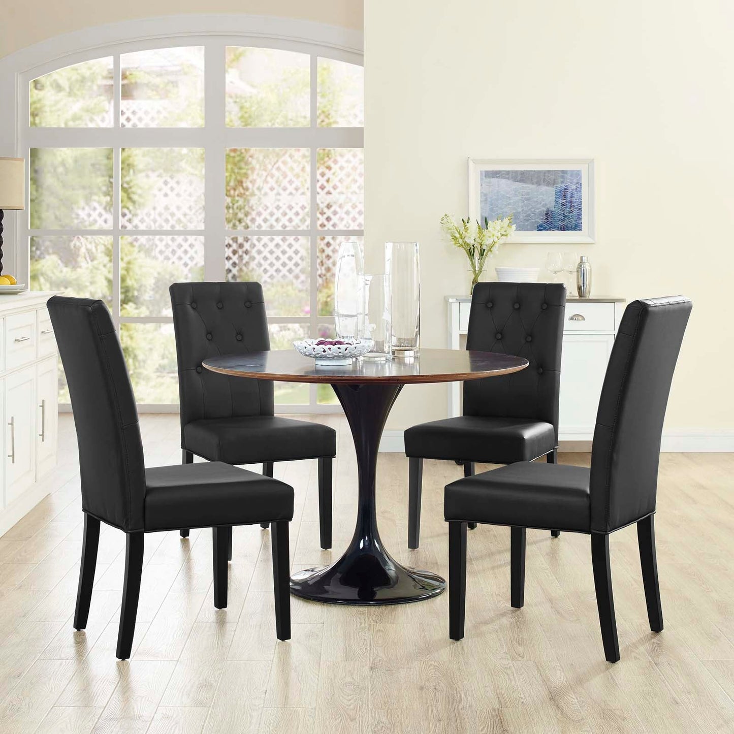 Modway Confer Dining Side Chair Vinyl Set of 4 | Dining Chairs