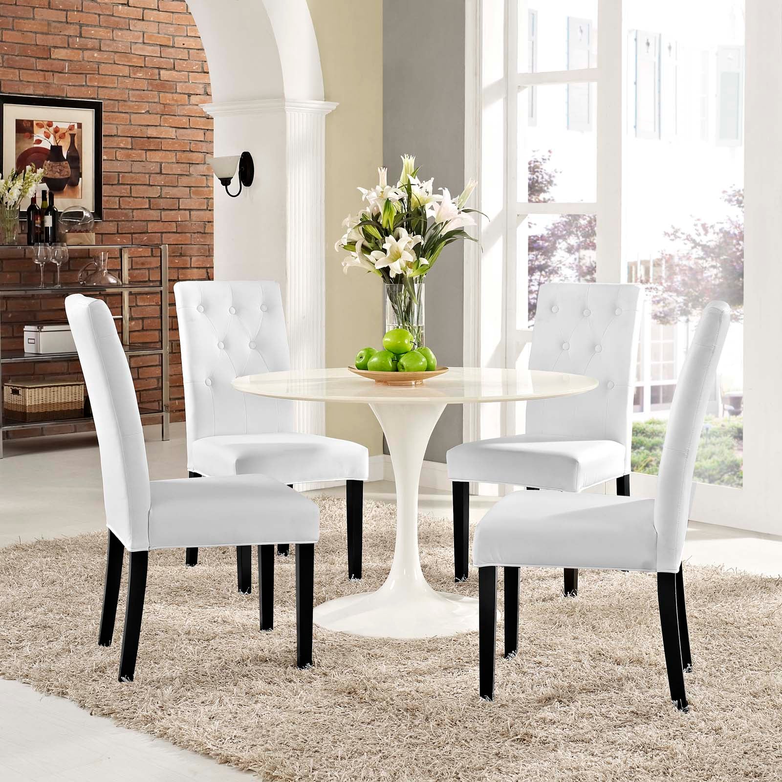 Modway Confer Dining Side Chair Vinyl Set of 4 | Dining Chairs | 