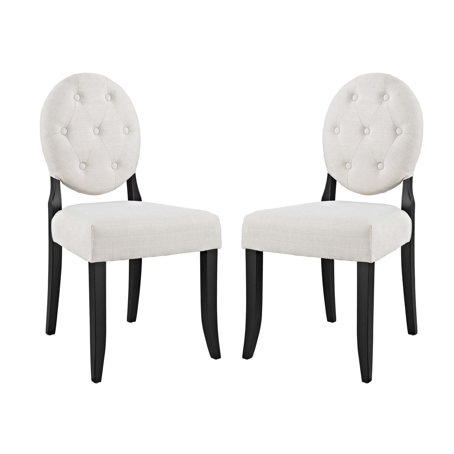 Modway Button Dining Side Chair Upholstered Fabric Set of 2