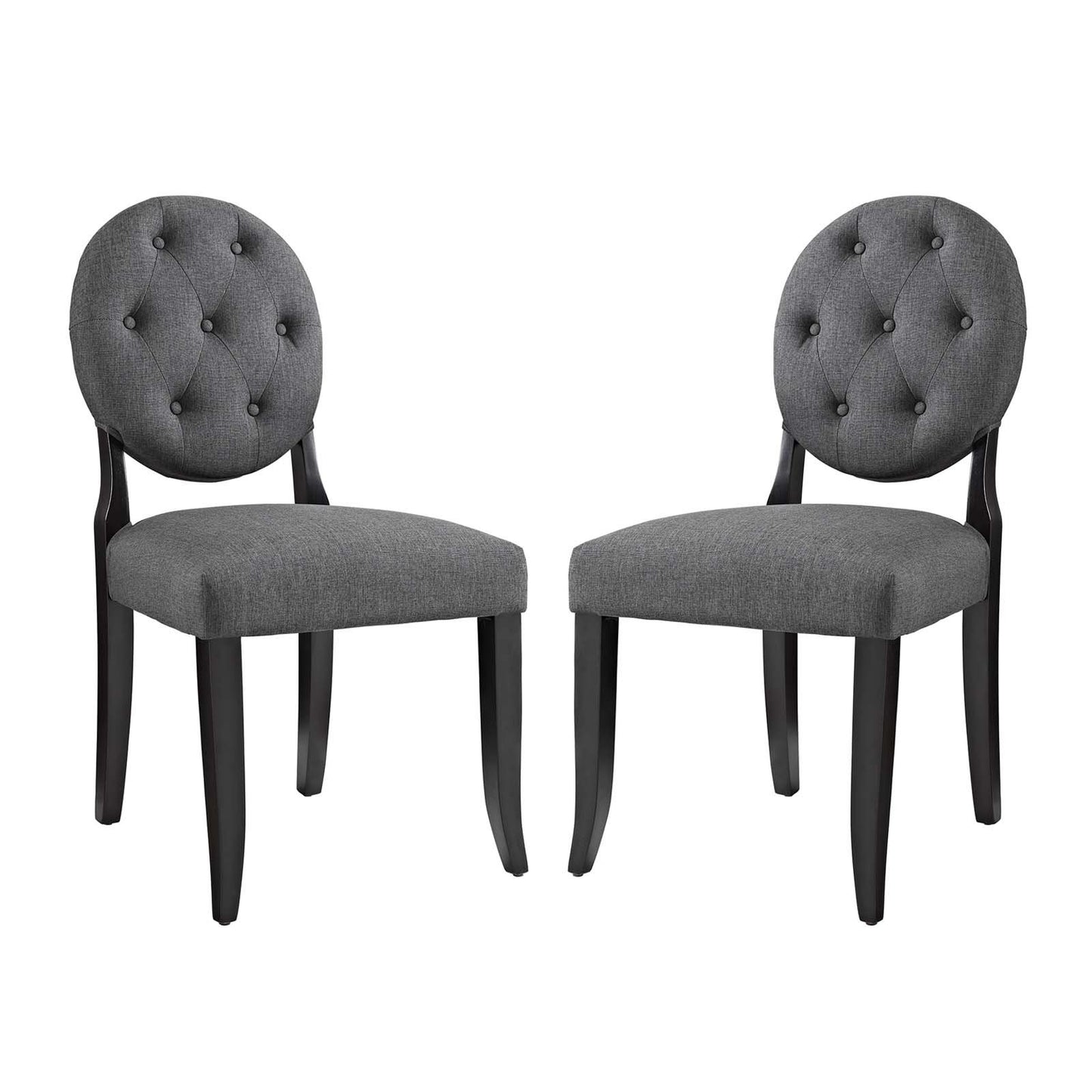 Modway Button Dining Side Chair Upholstered Fabric Set of 2