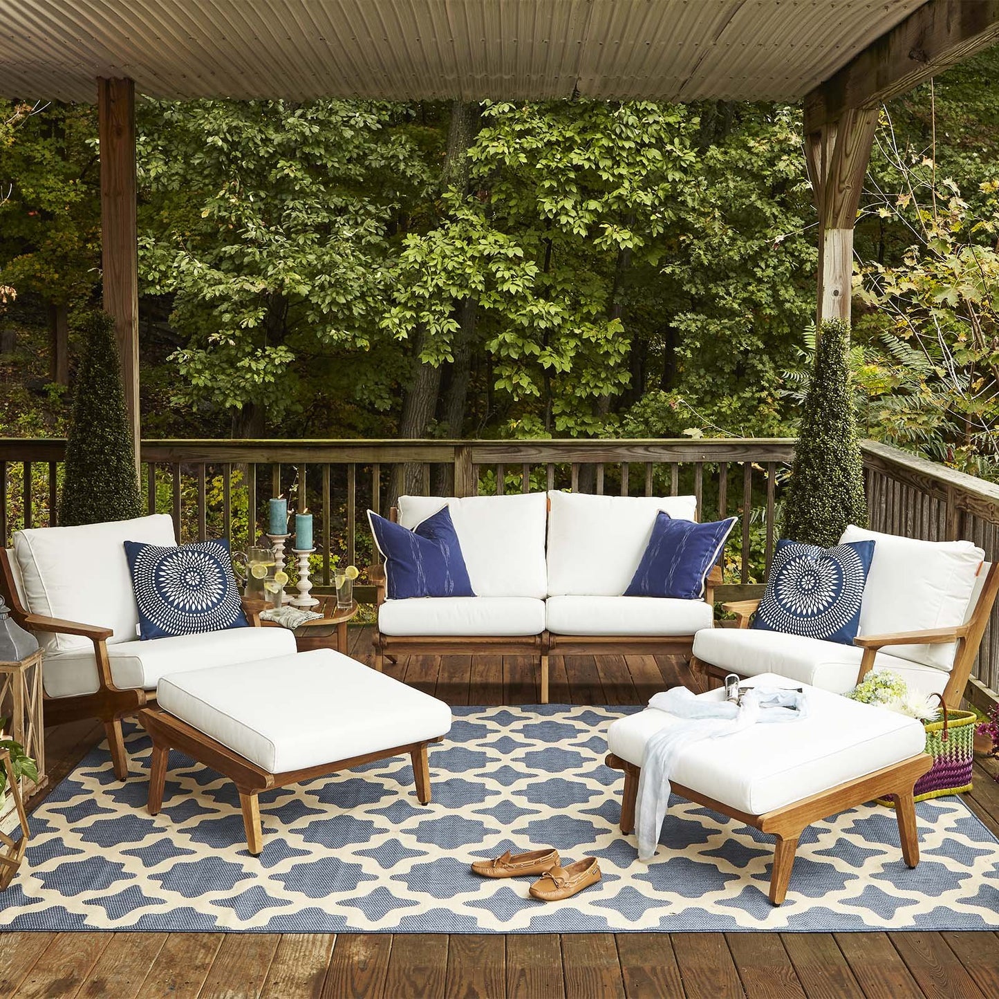 Modway Saratoga 5 Piece Outdoor Patio Teak Set
