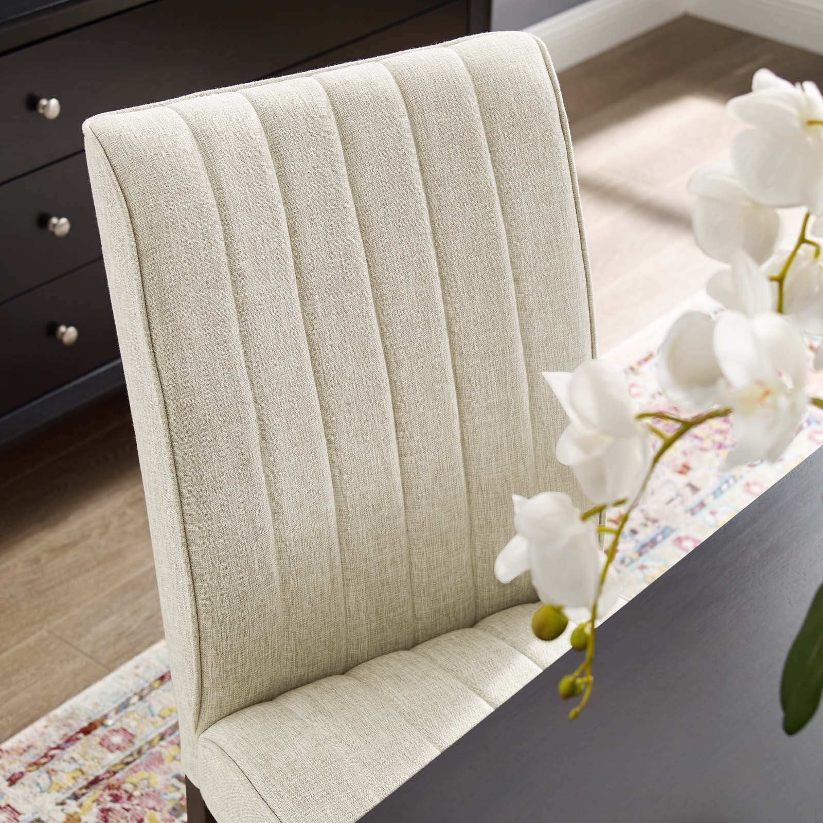 Modway Motivate Channel Tufted Upholstered Fabric Dining Chair Set of 2 | Dining Chairs | Modishstore-7