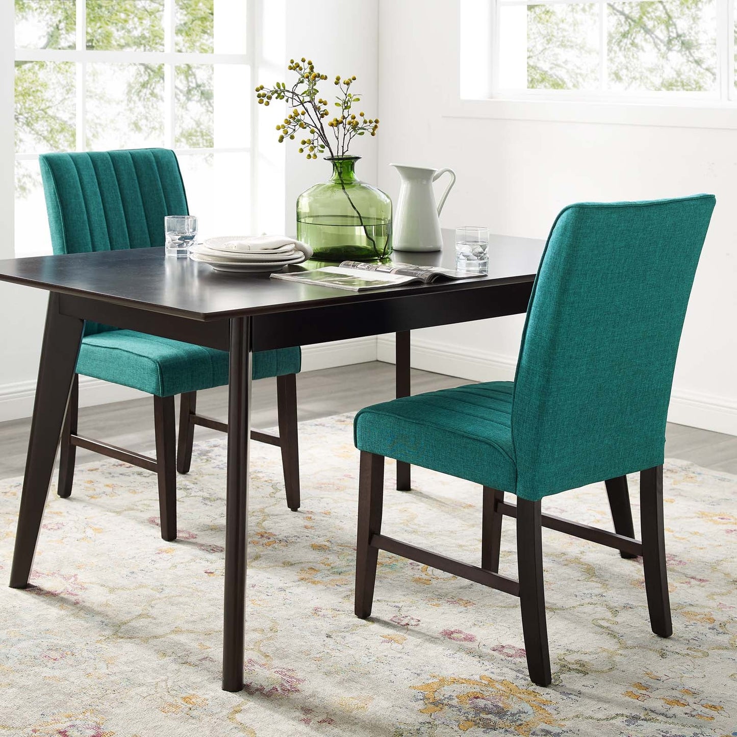Modway Motivate Channel Tufted Upholstered Fabric Dining Chair Set of 2 | Dining Chairs | Modishstore-24