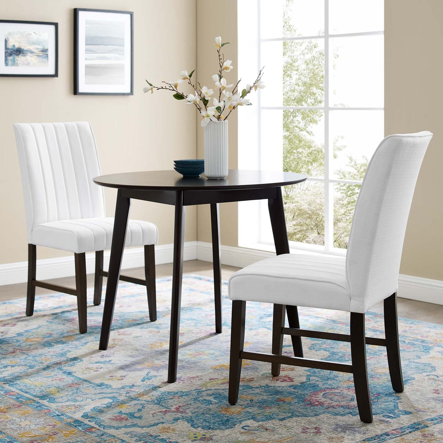 Modway Motivate Channel Tufted Upholstered Fabric Dining Chair Set of 2 | Dining Chairs | Modishstore-30